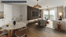 Open-plan kitchen and dining area with island at Brickmark Place, Bracknell