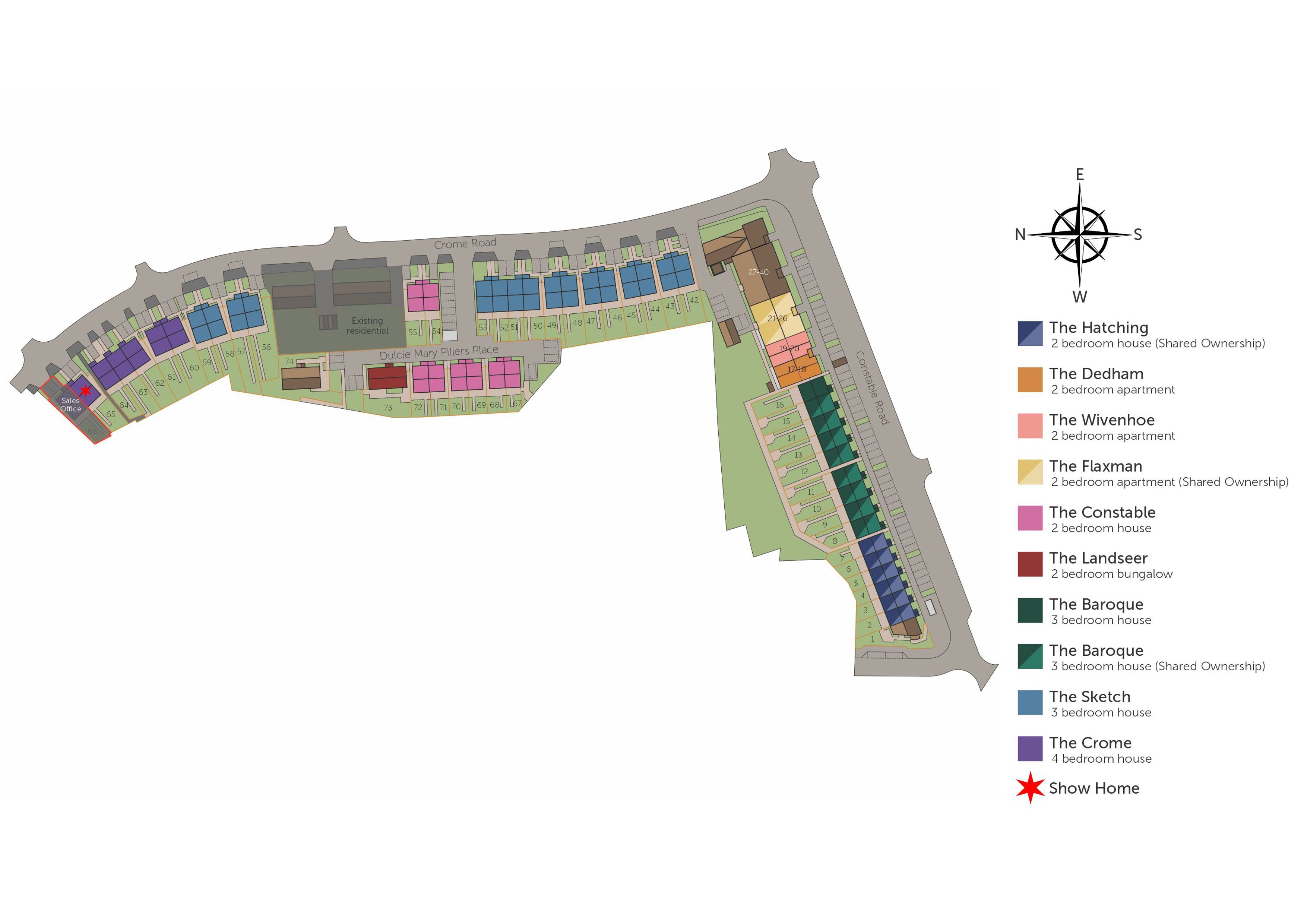 Development map showing plot locations