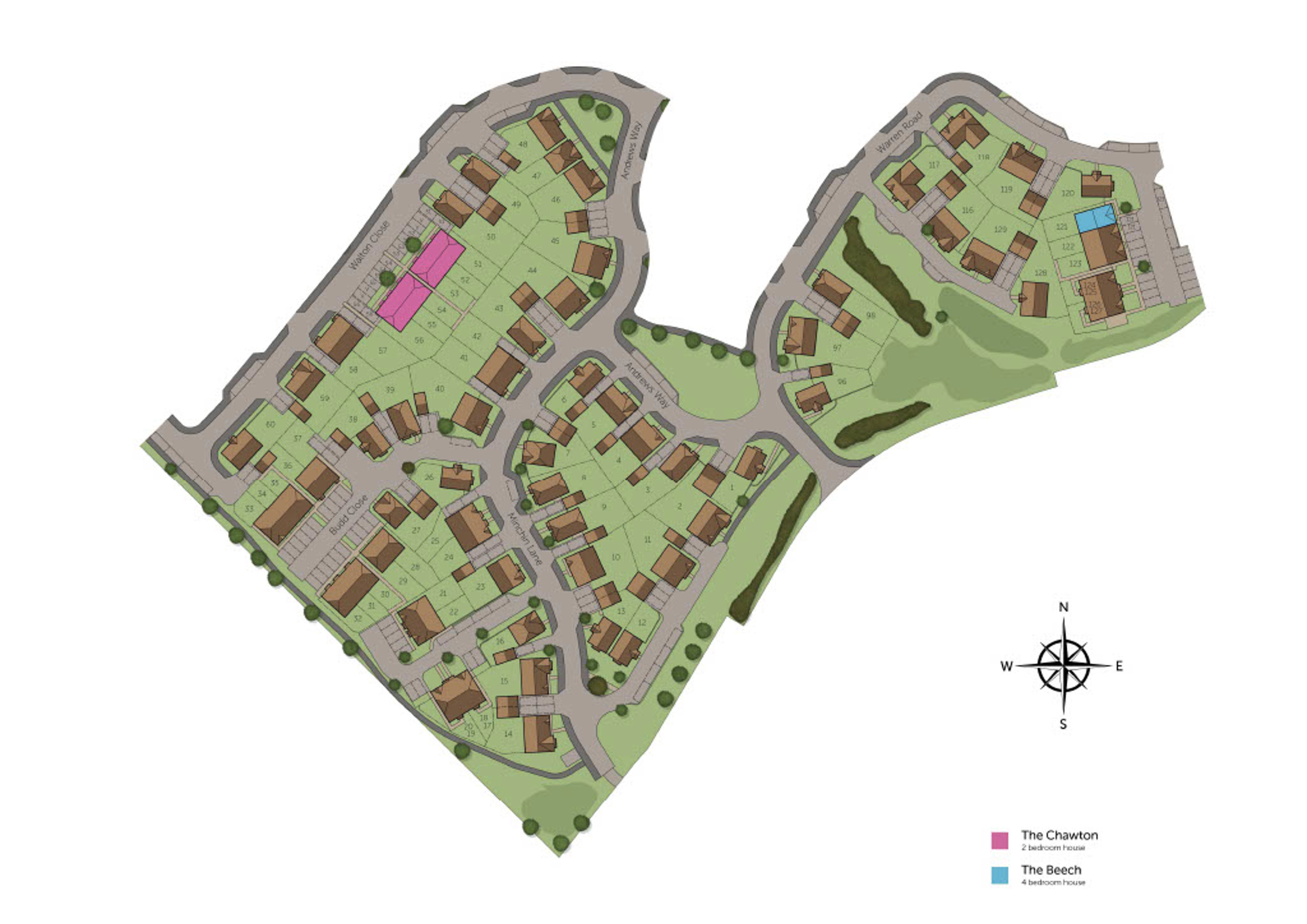 Development map showing plot locations