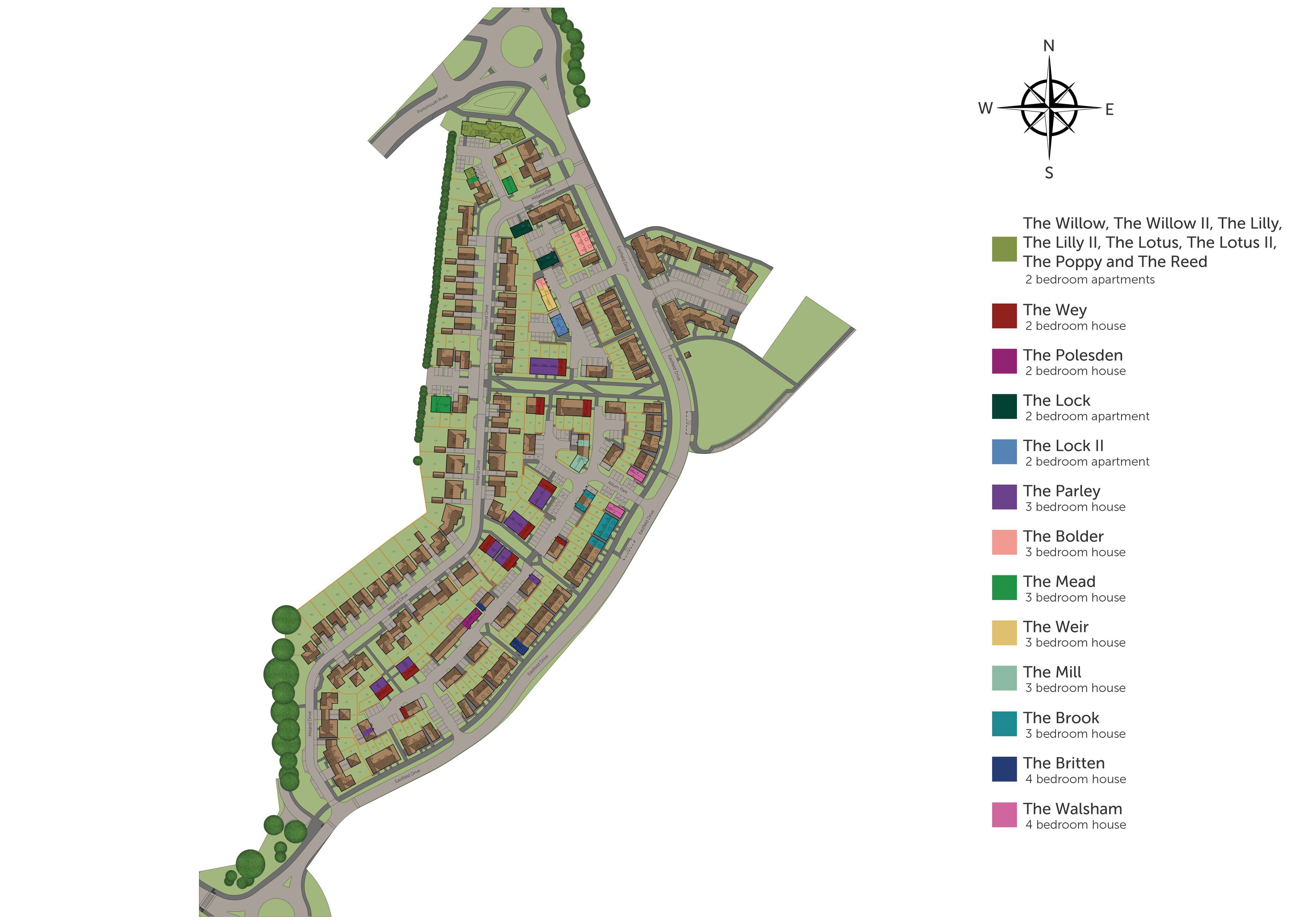Development map showing plot locations
