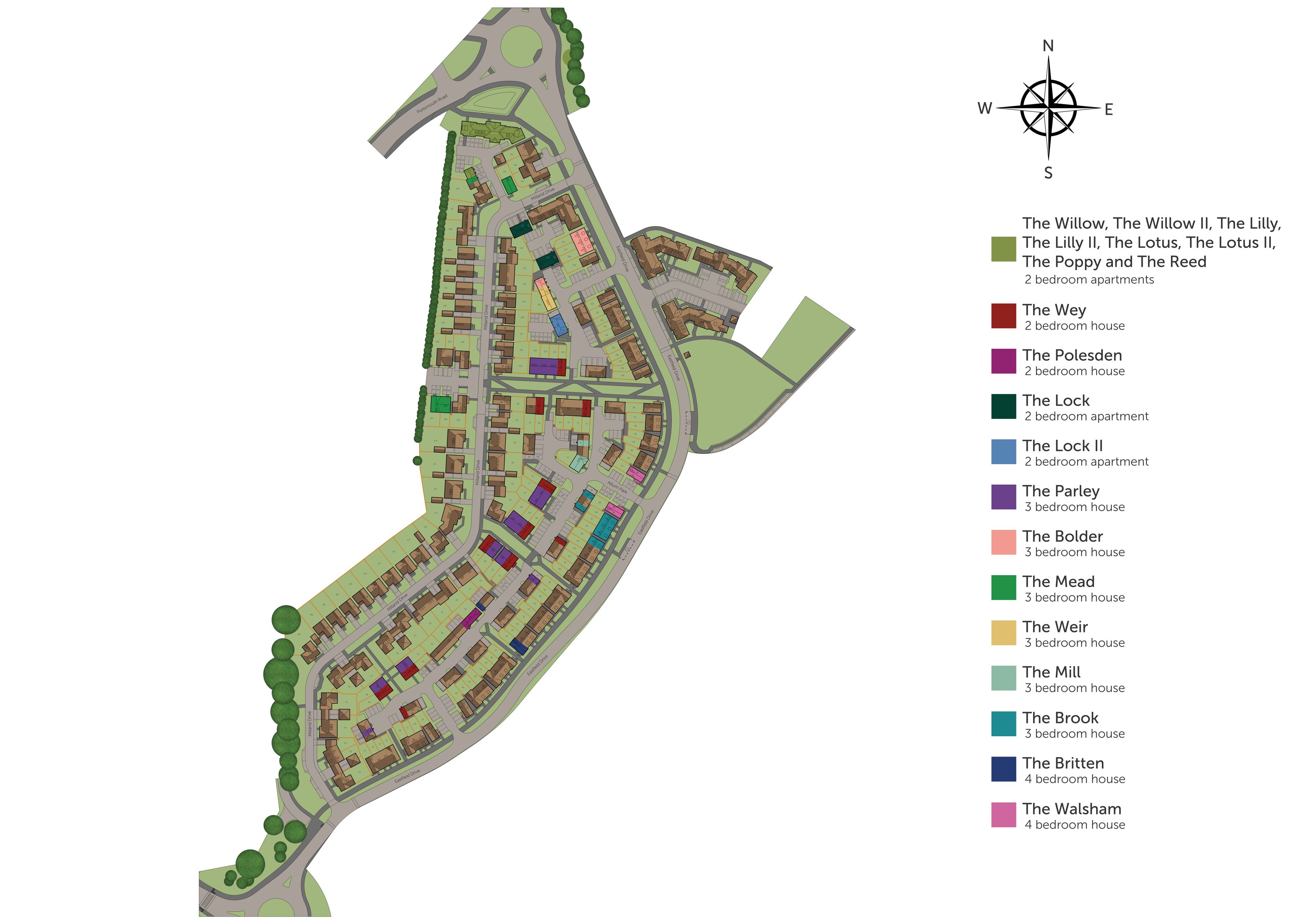 Development map showing plot locations