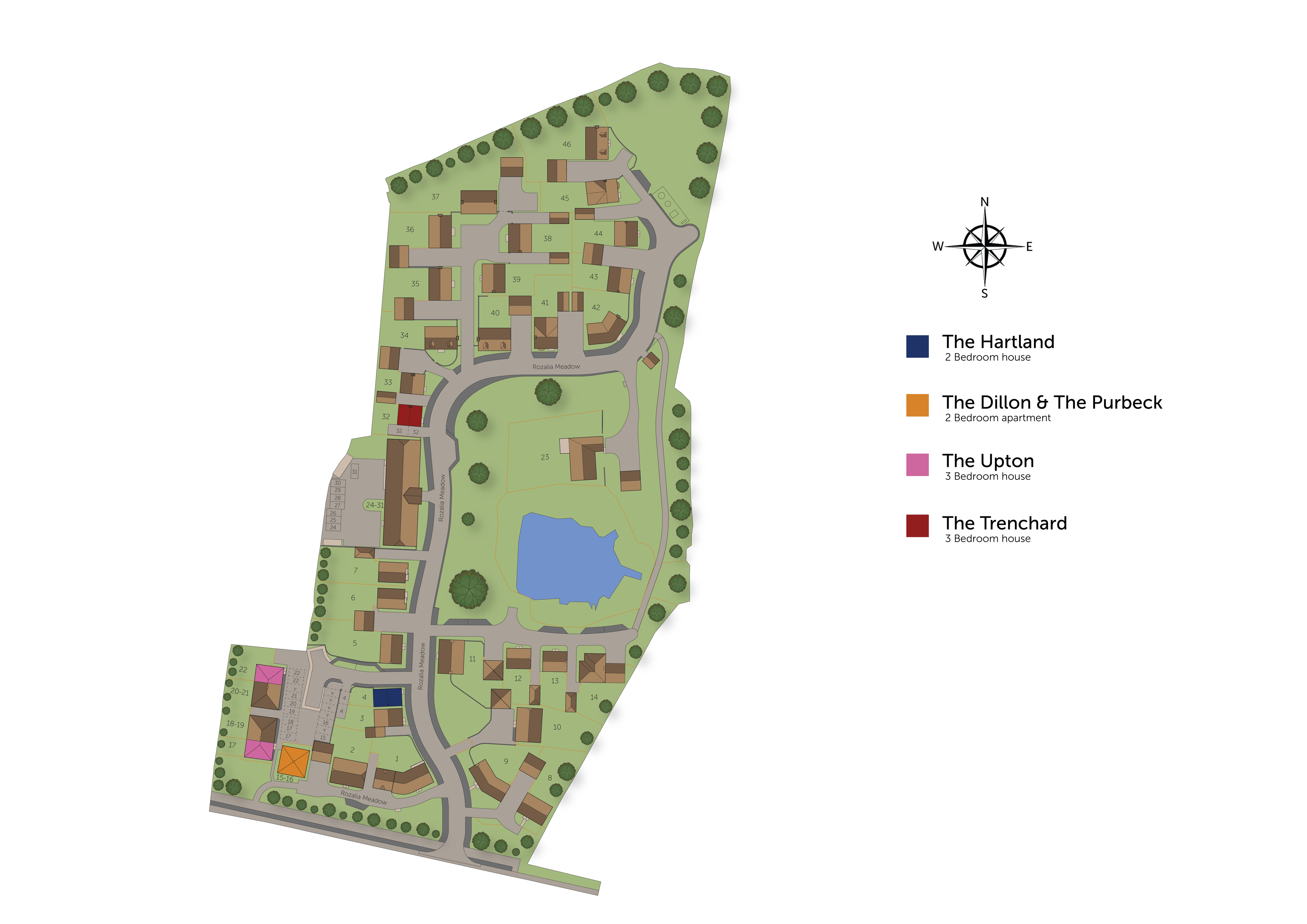 Development map showing plot locations