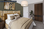 Stylish double bedroom with fitted wardrobes at Brickmark Place, Bracknell