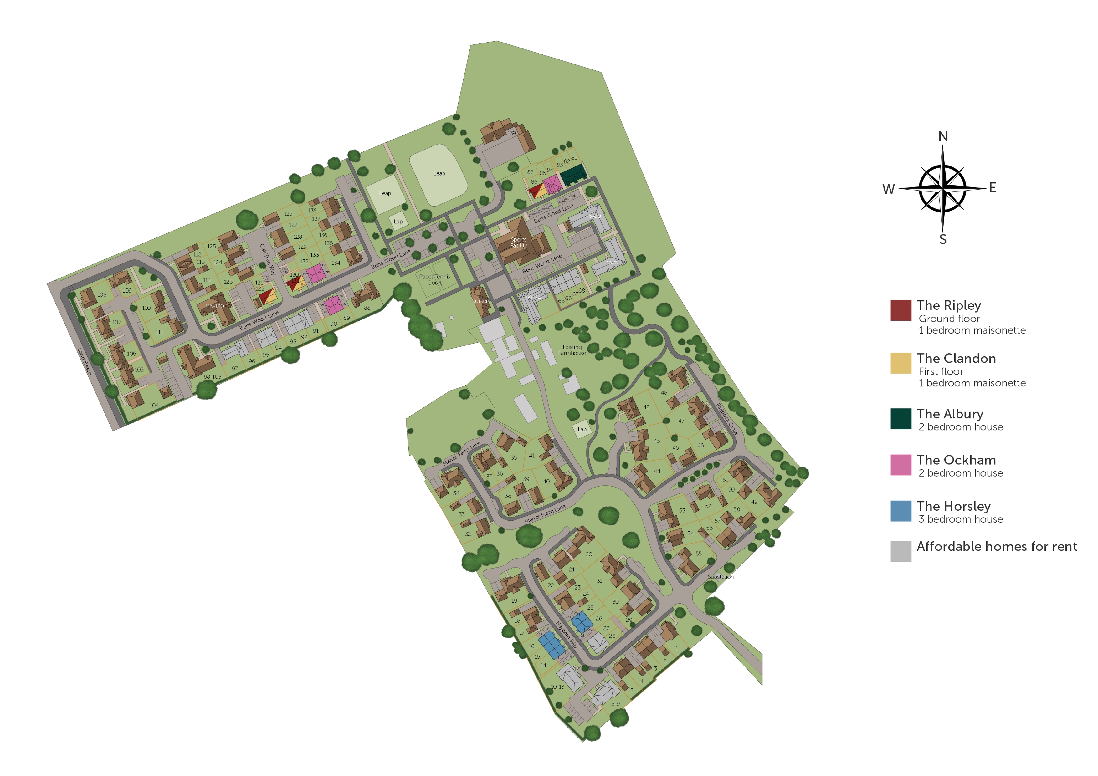 Development map showing plot locations