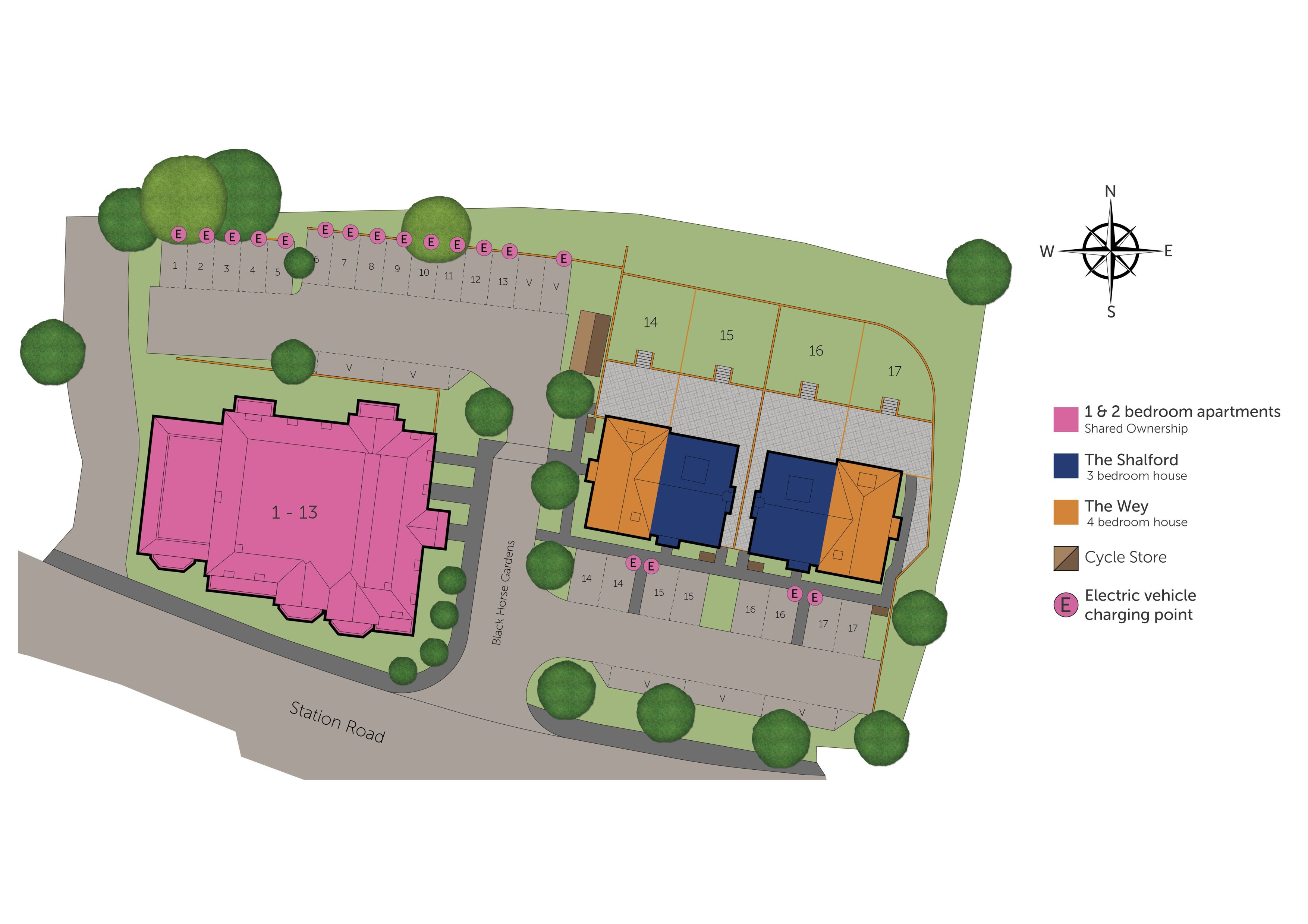 Development map showing plot locations