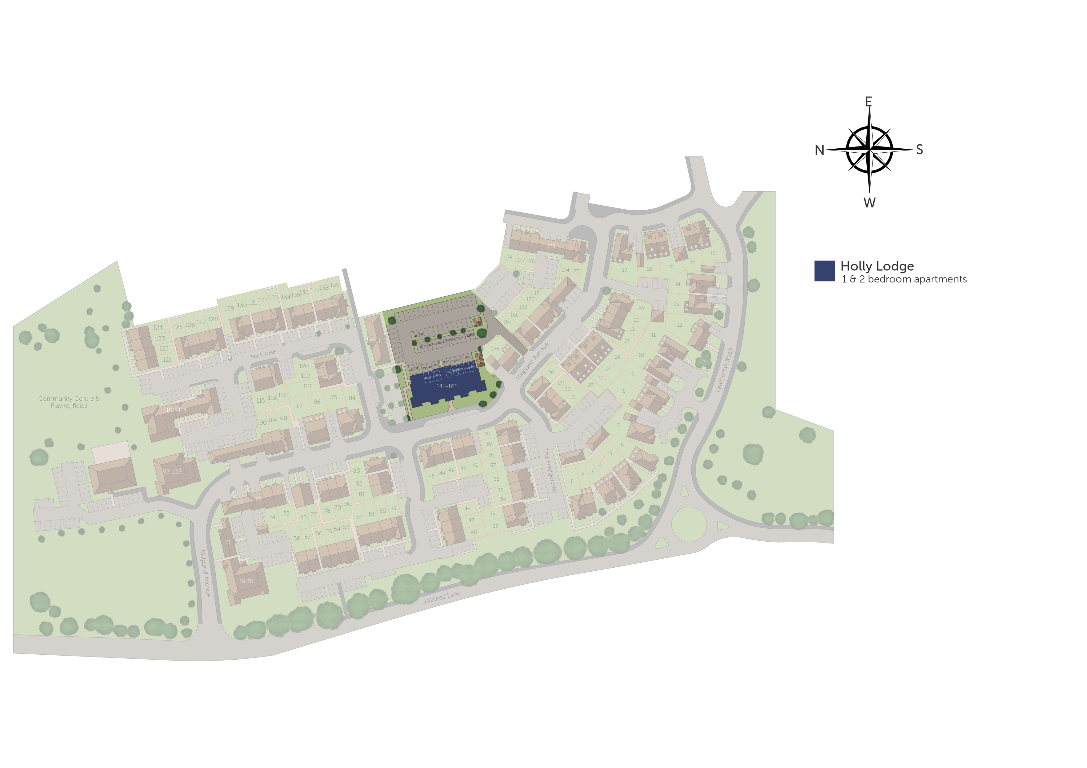 Development map showing plot locations