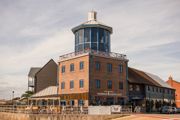 Waterfront building overlooking the coast