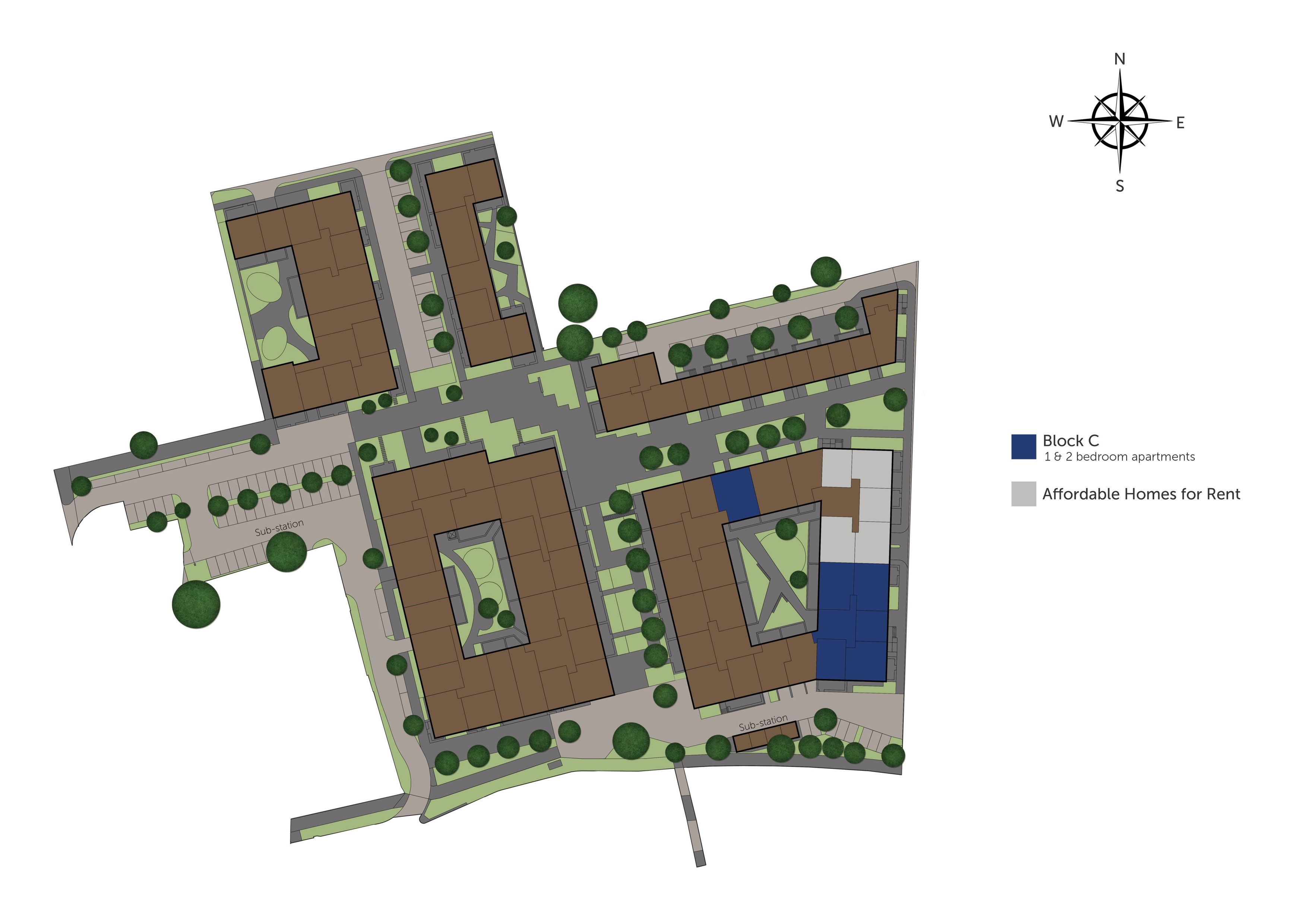 Development map showing plot locations