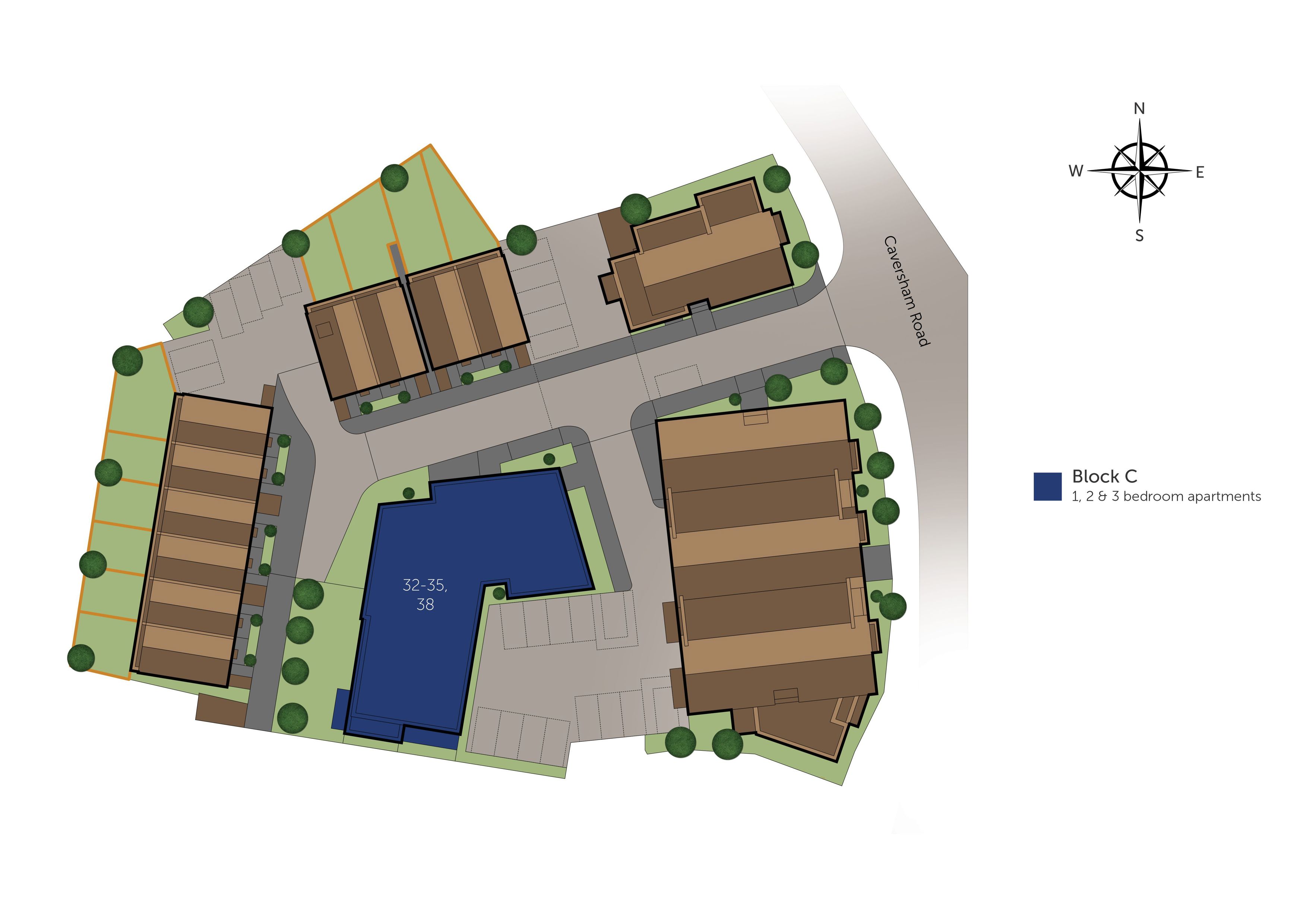 Development map showing plot locations