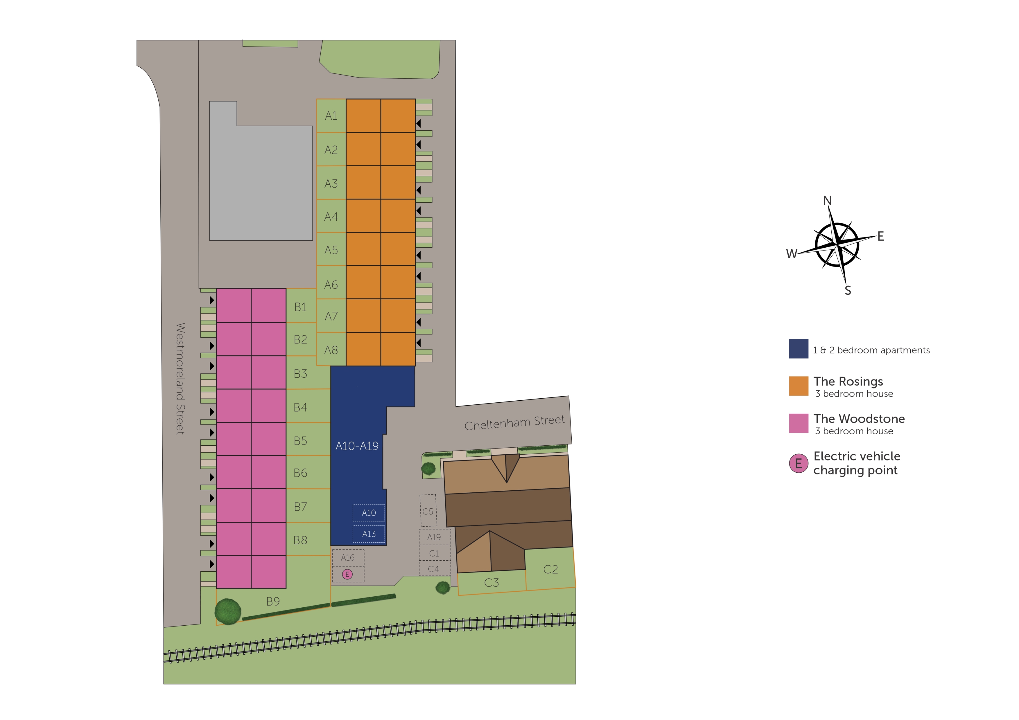 Development map showing plot locations