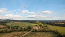 Countryside landscape with rolling green fields