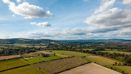 Aerial view of countryside and farmland