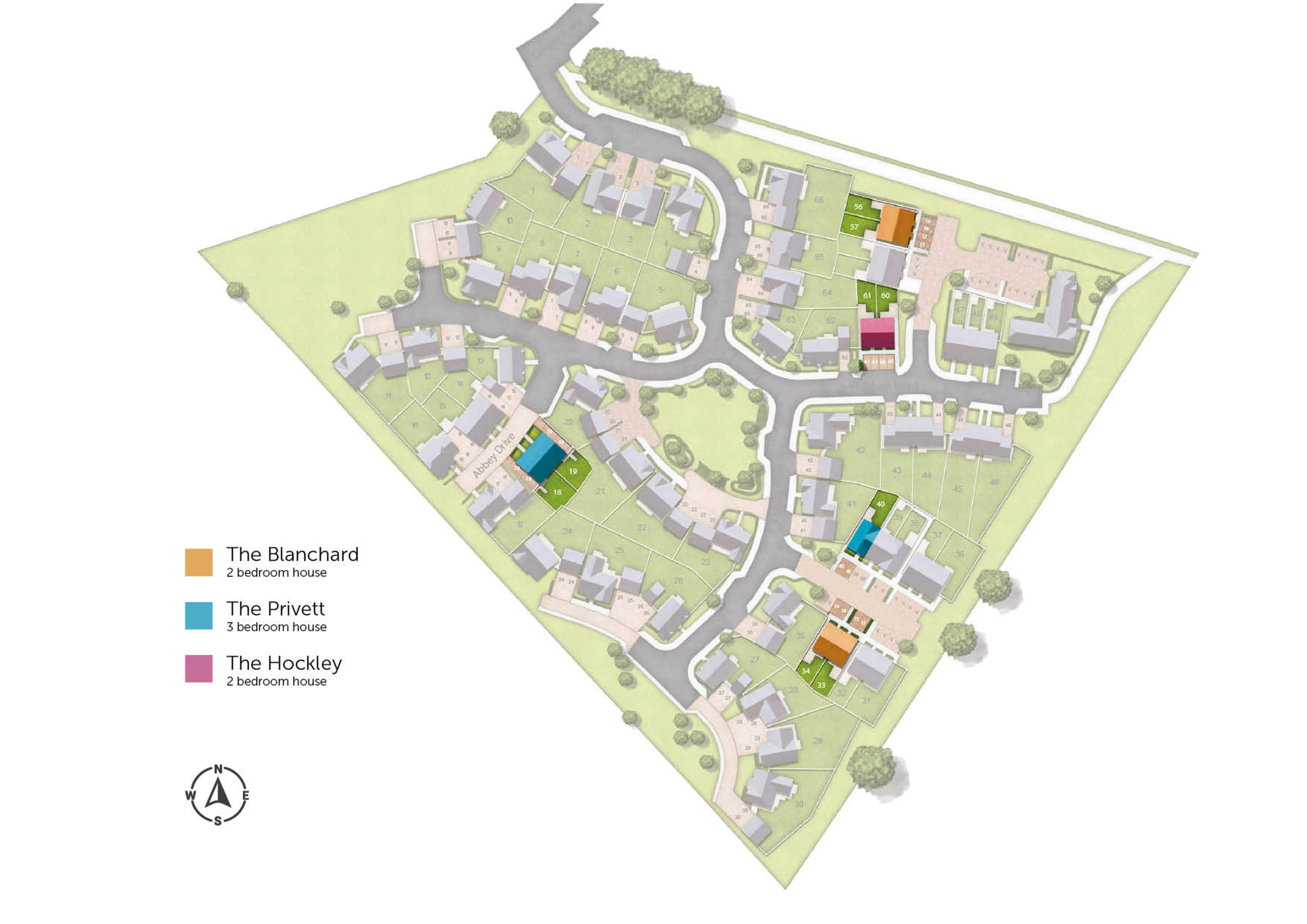 Development map showing plot locations