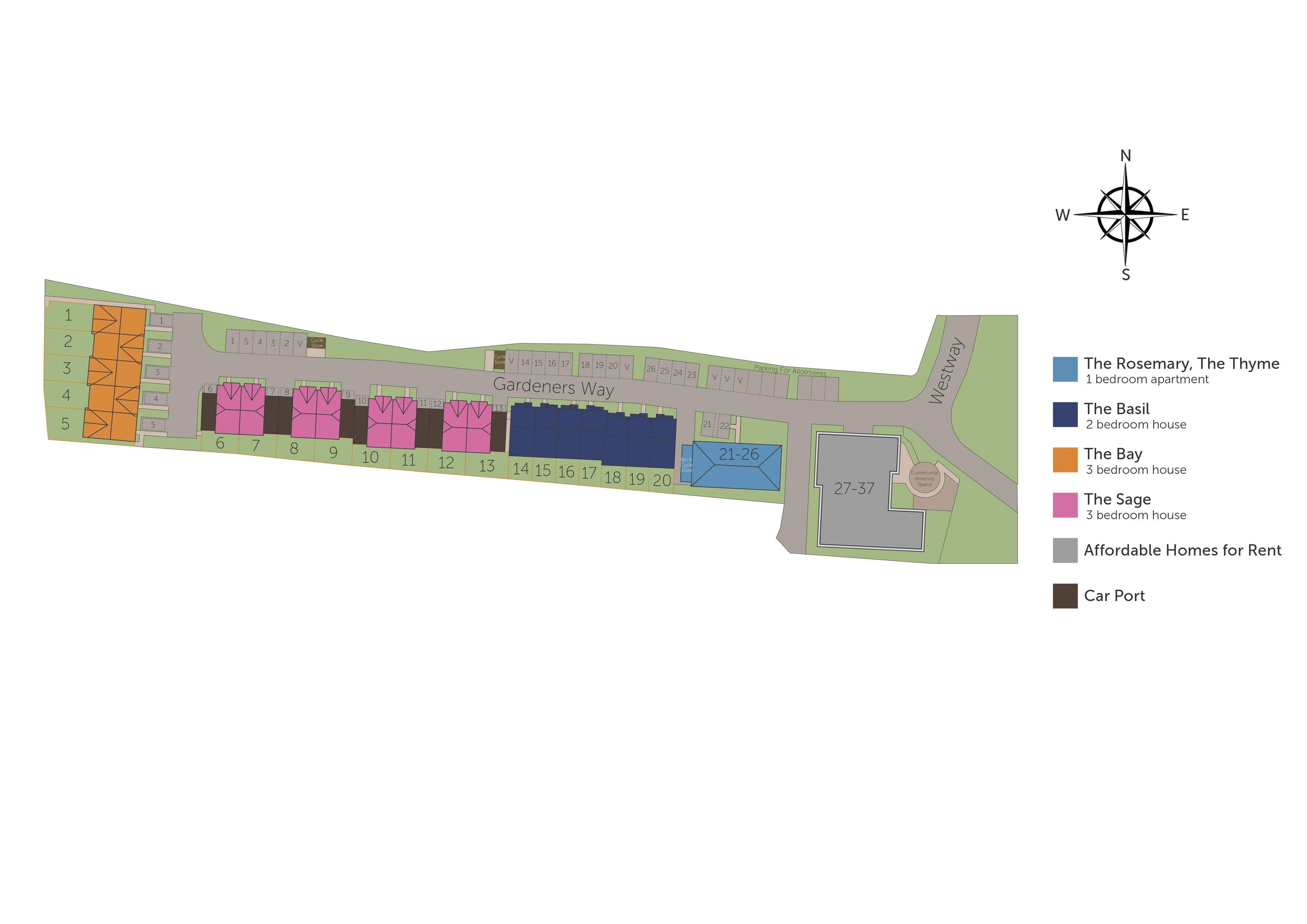 Development map showing plot locations