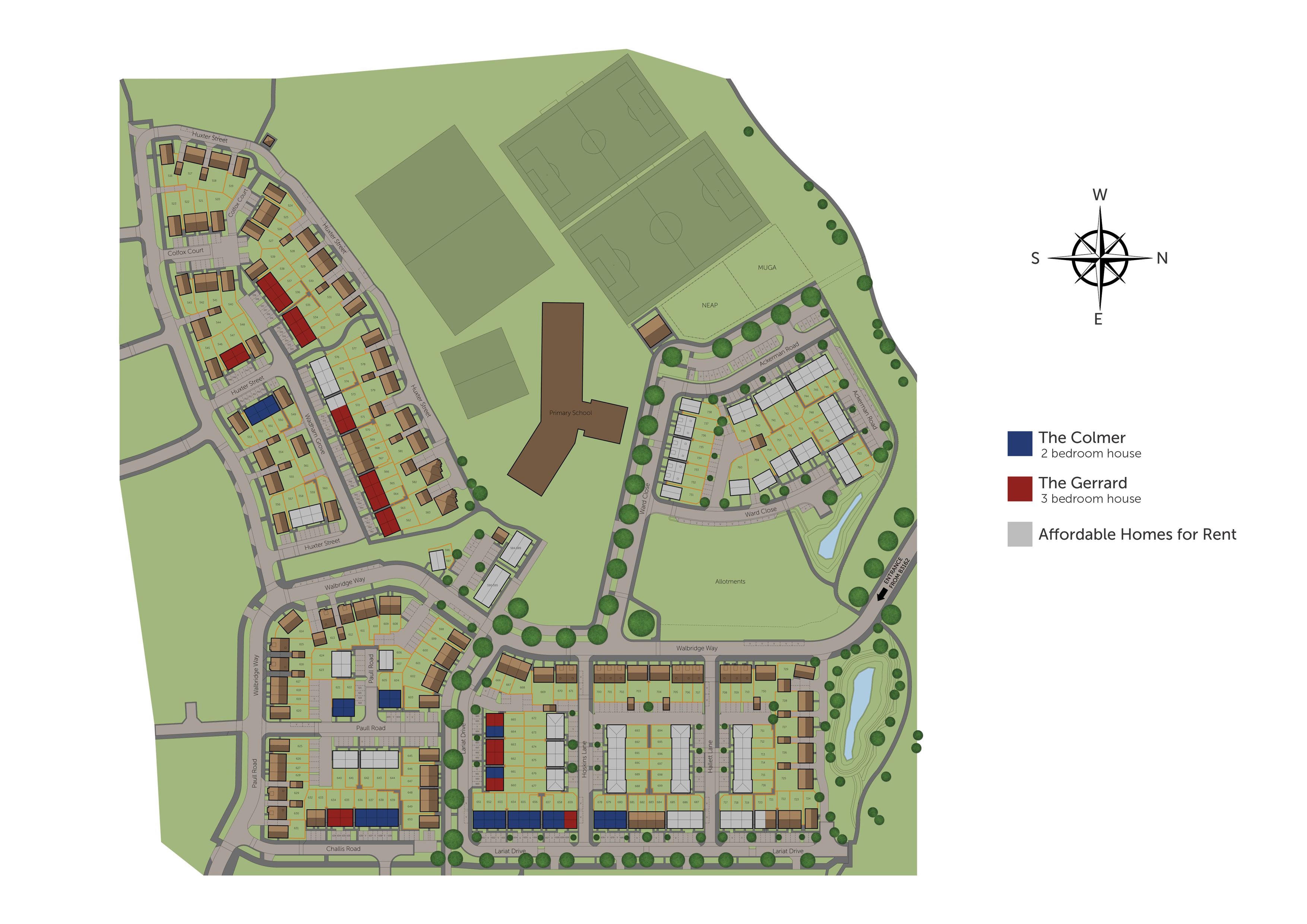 Development map showing plot locations