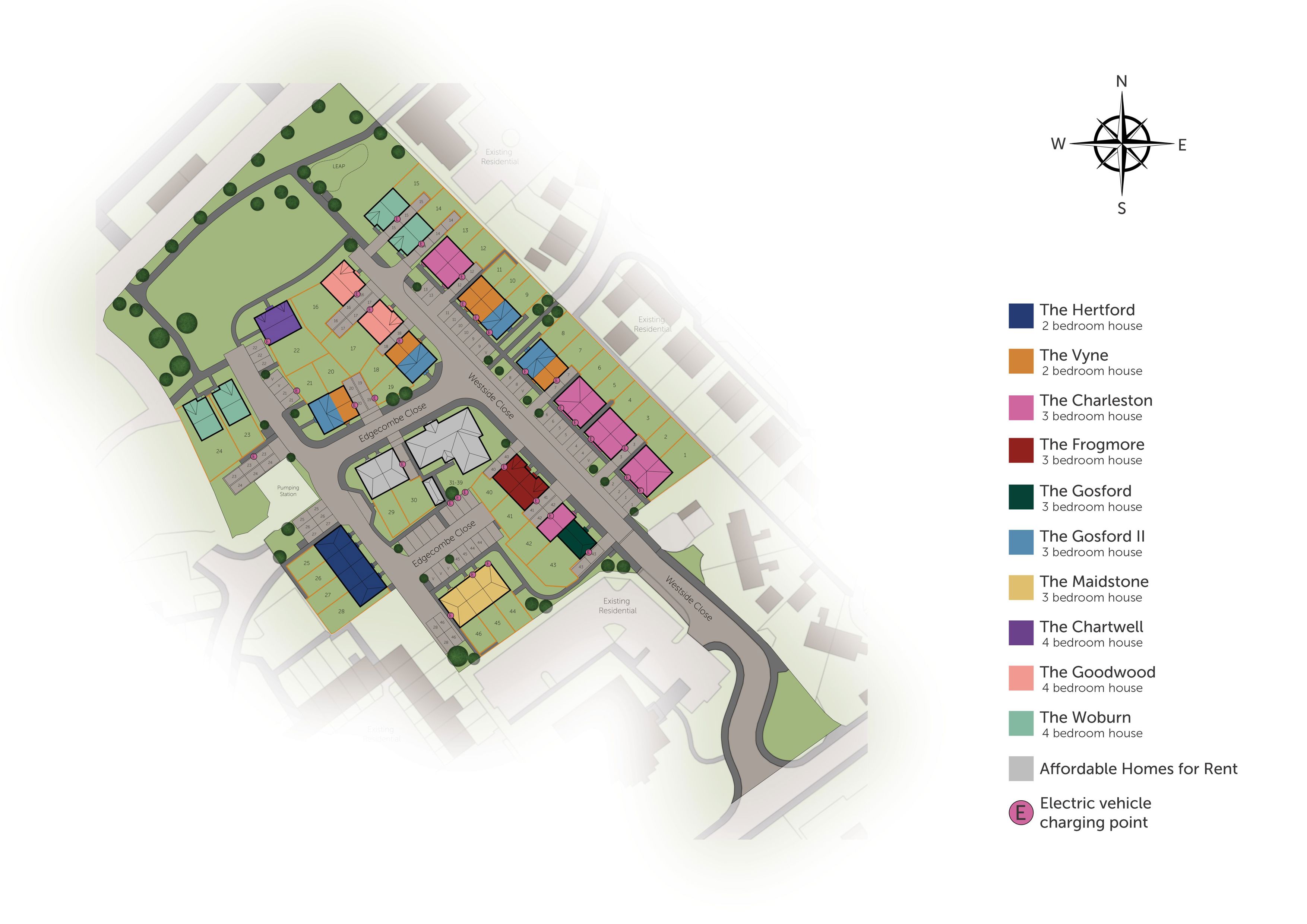 Development map showing plot locations
