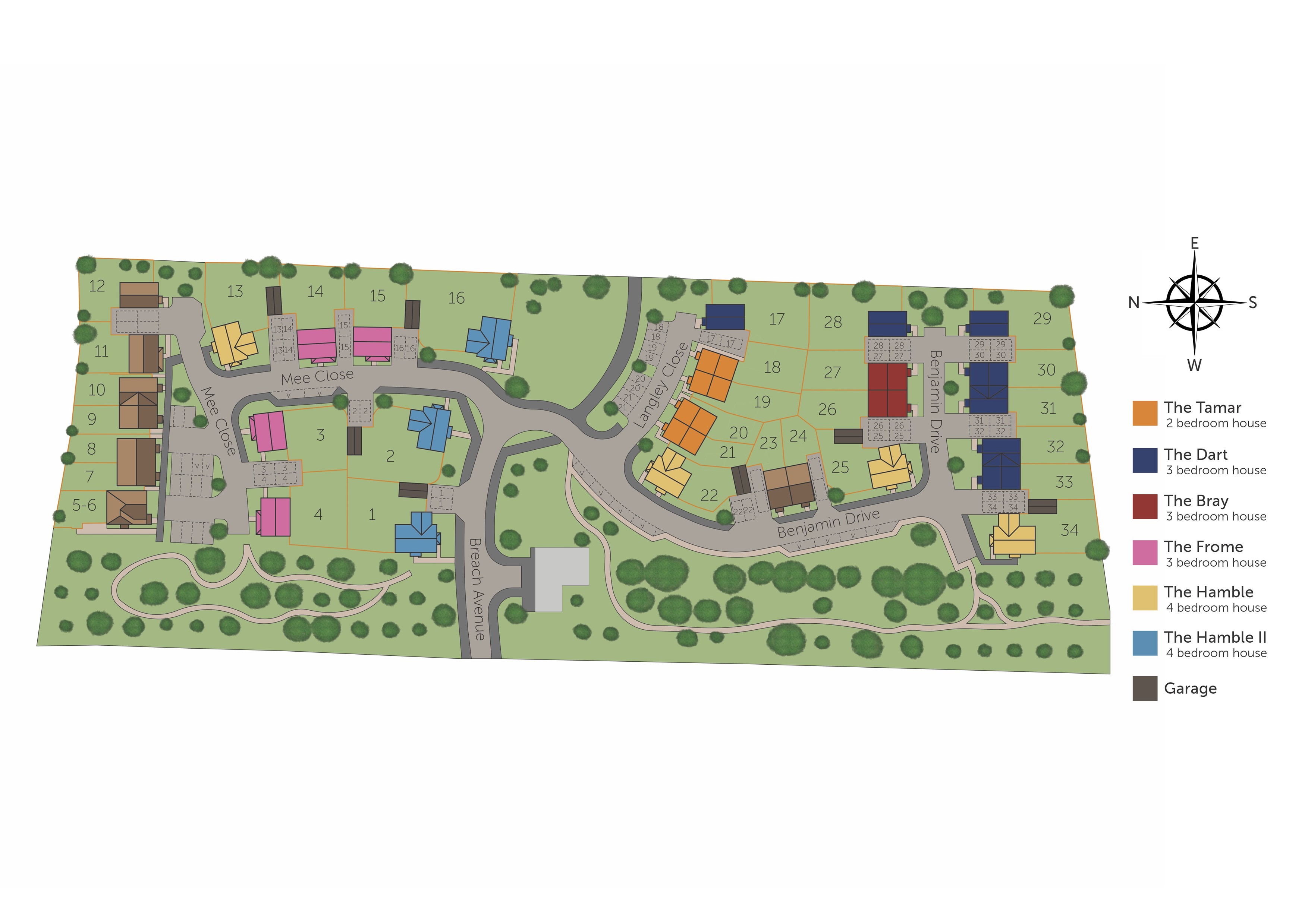Development map showing plot locations