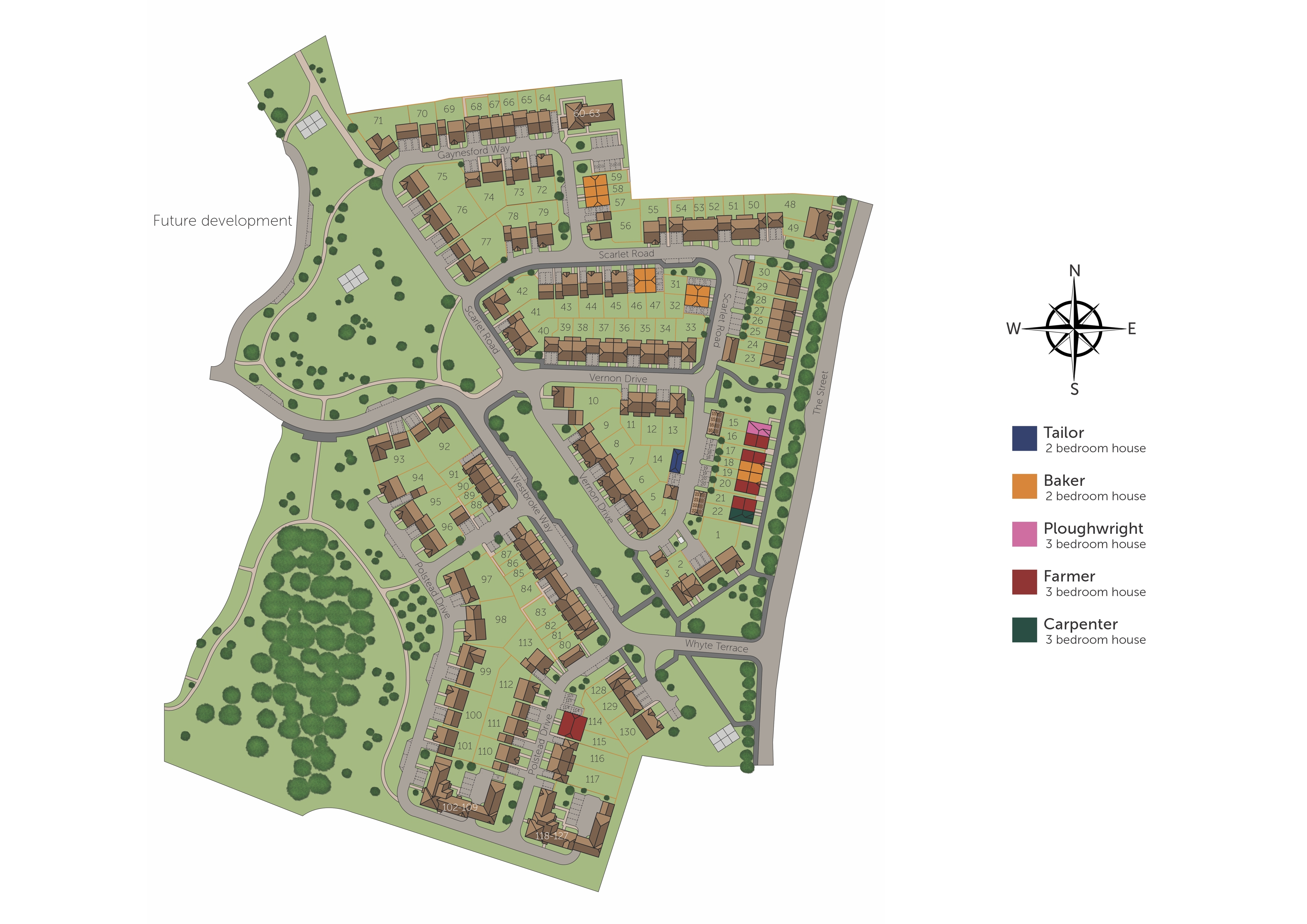 Development map showing plot locations