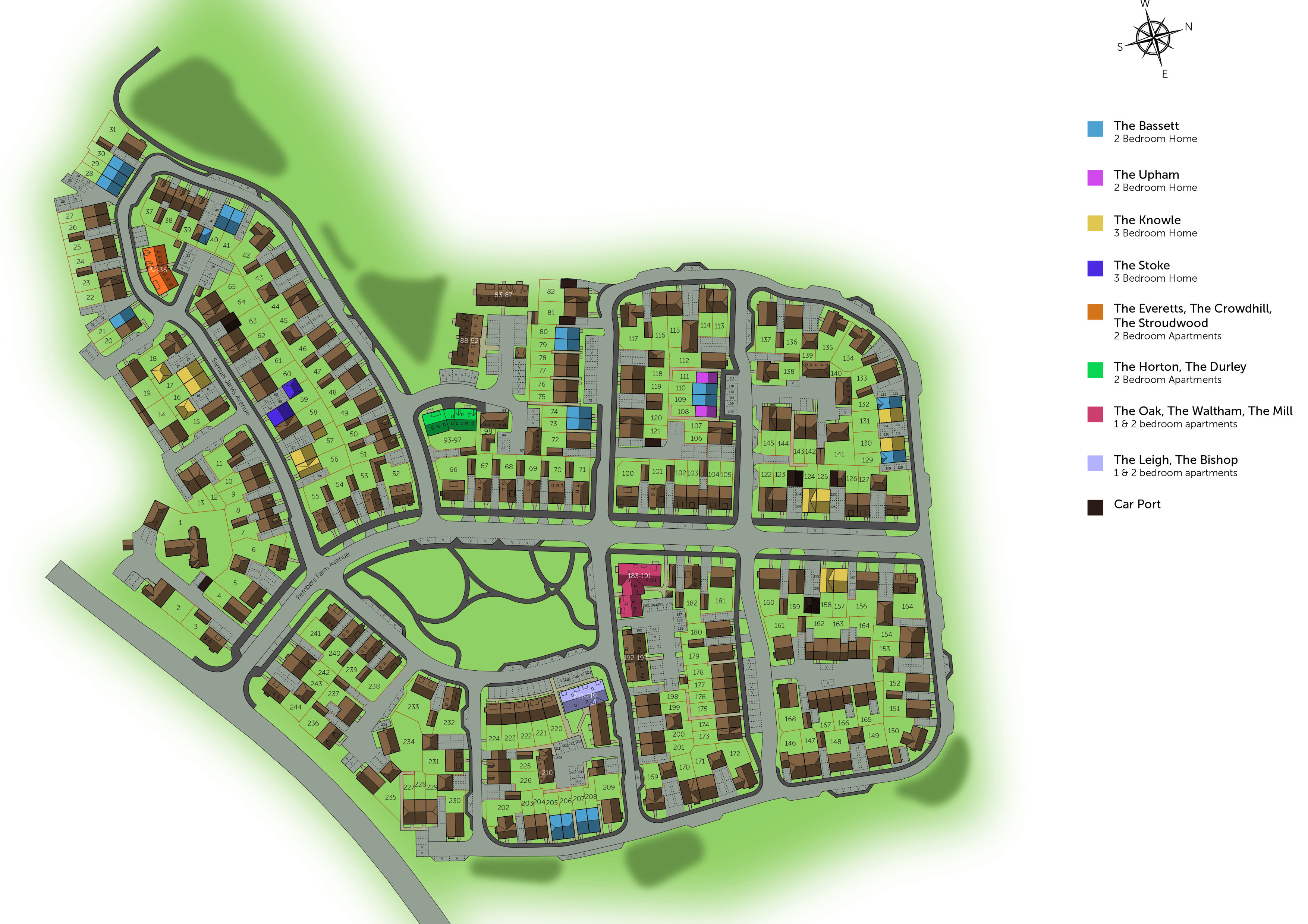Development map showing plot locations