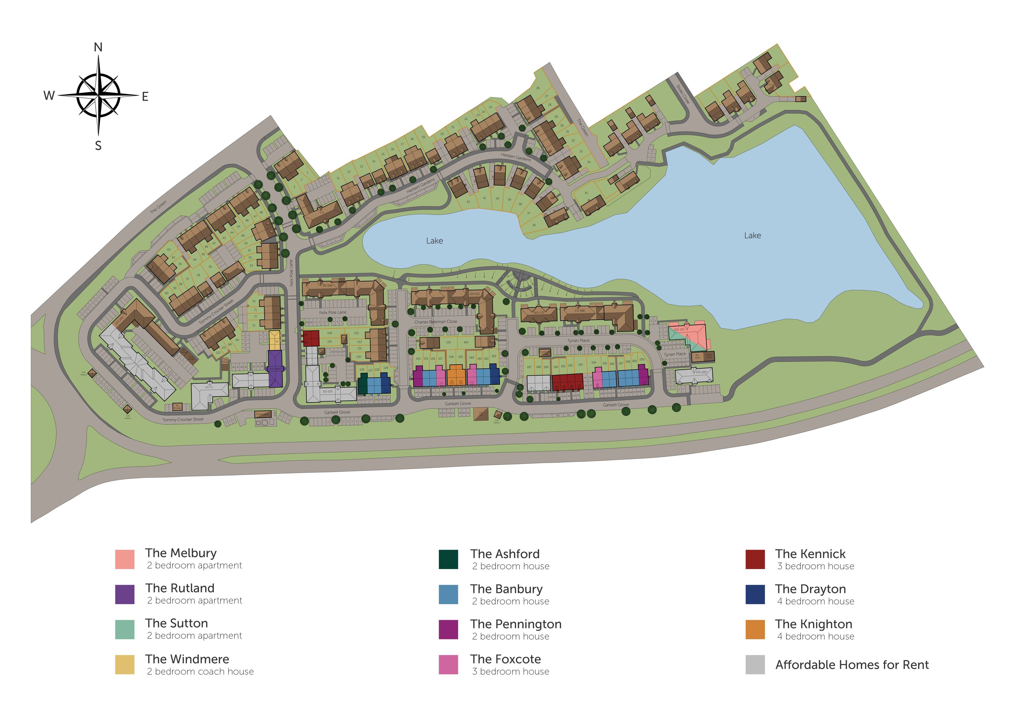 Development map showing plot locations