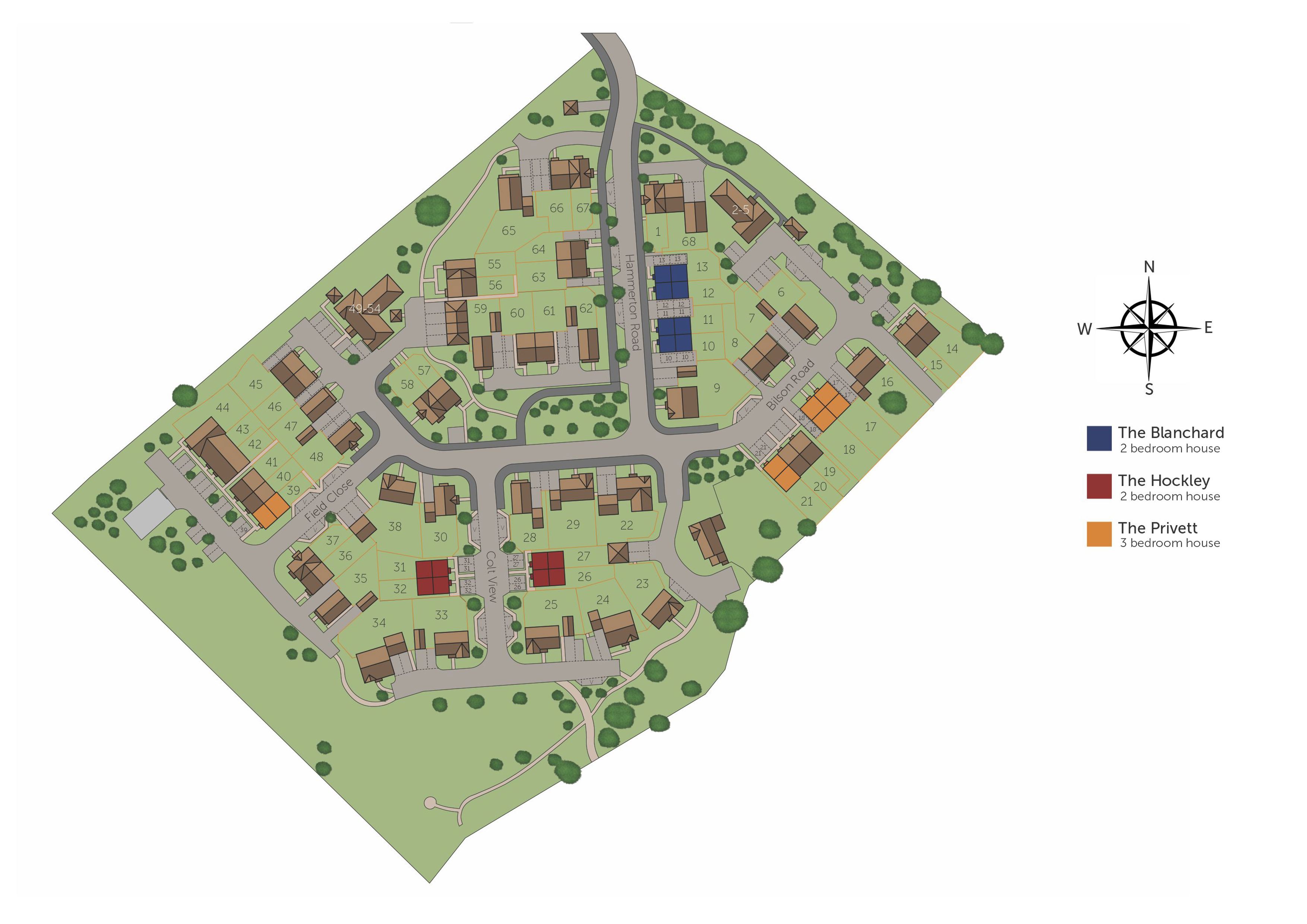 Development map showing plot locations