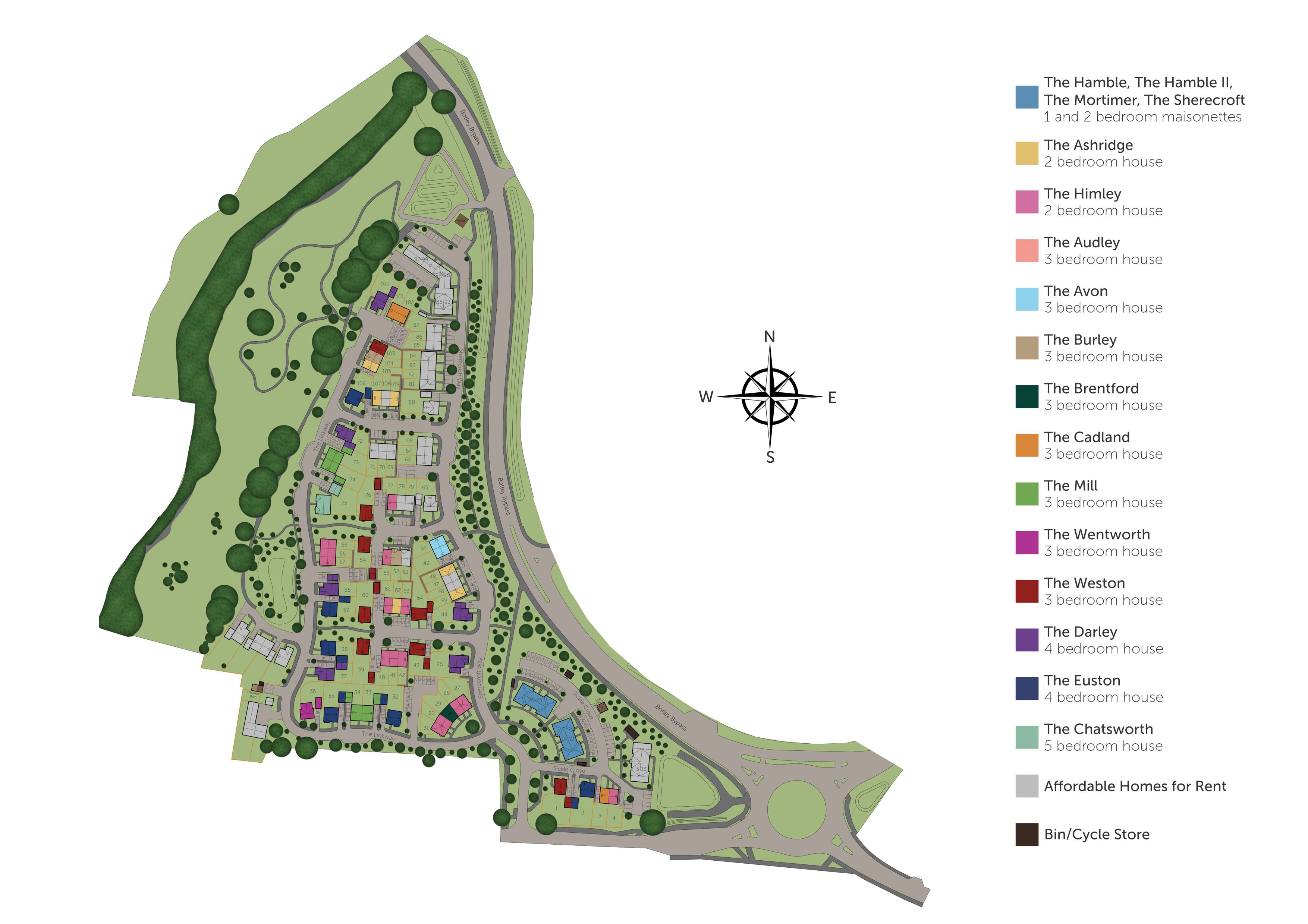 Development map showing plot locations
