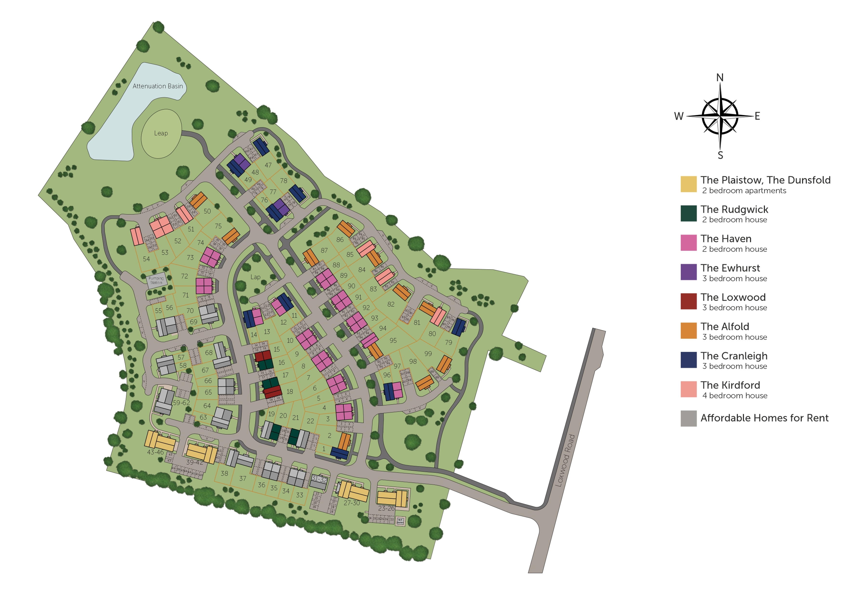 Development map showing plot locations