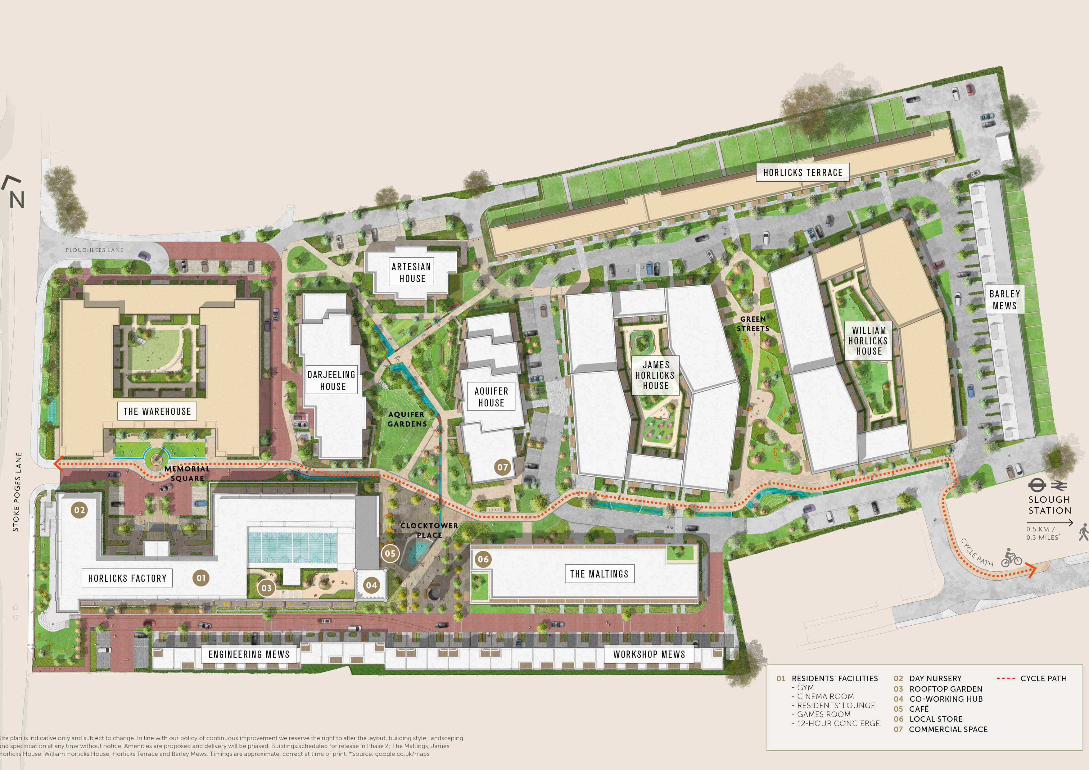 Development map showing plot locations