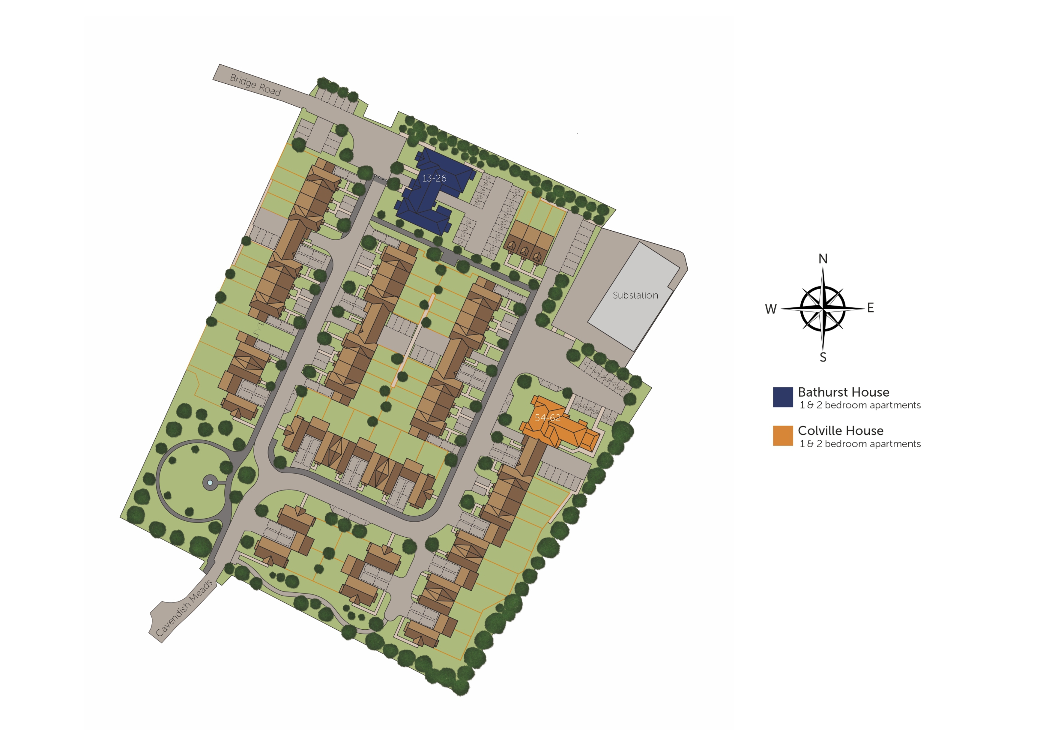 Development map showing plot locations