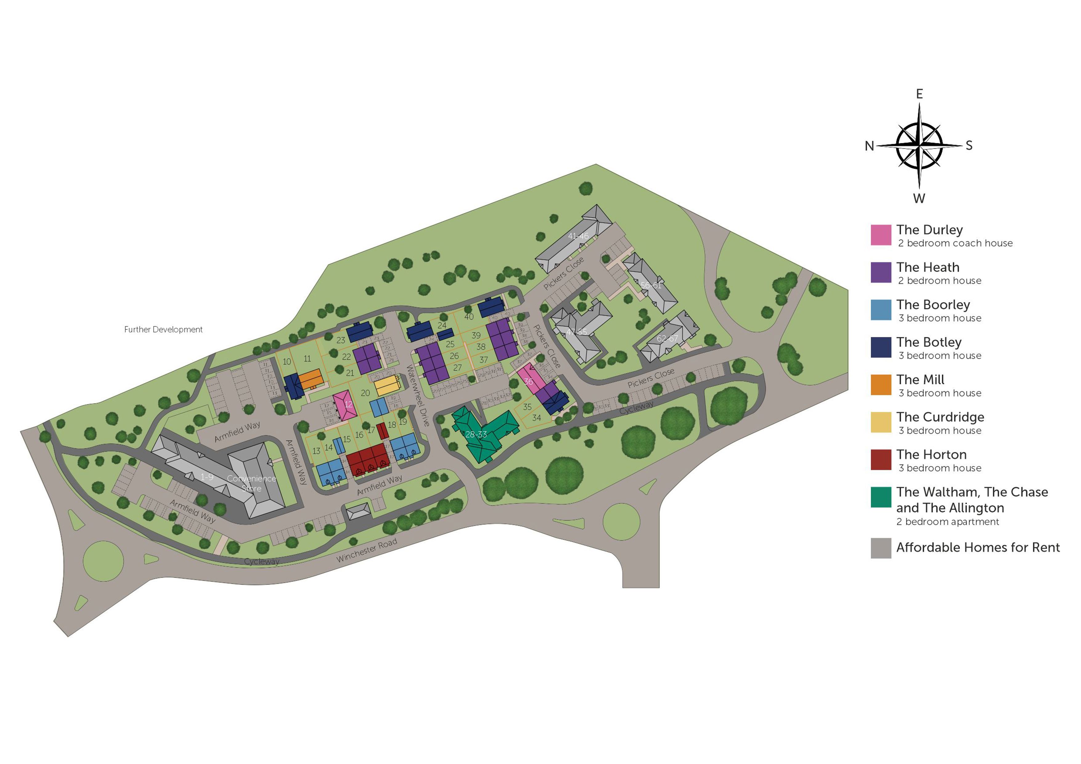 Development map showing plot locations