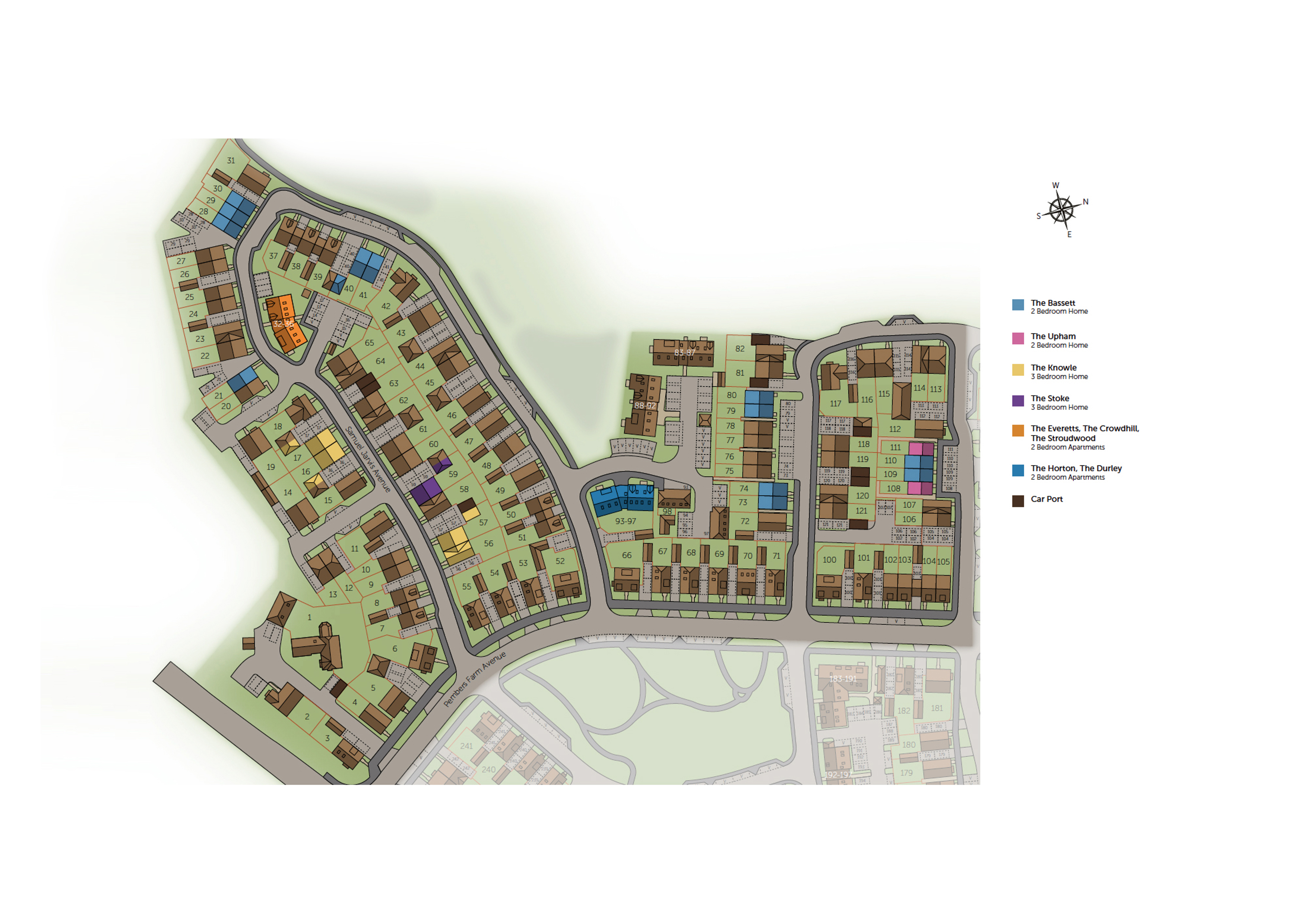 Development map showing plot locations