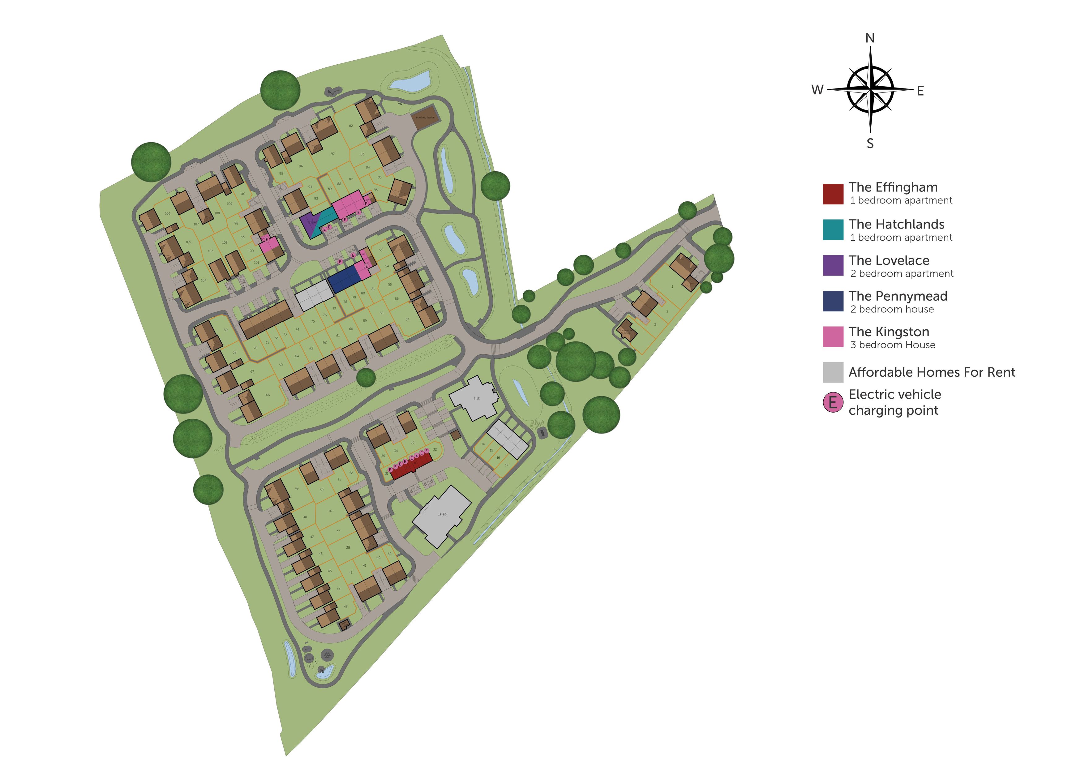 Development map showing plot locations