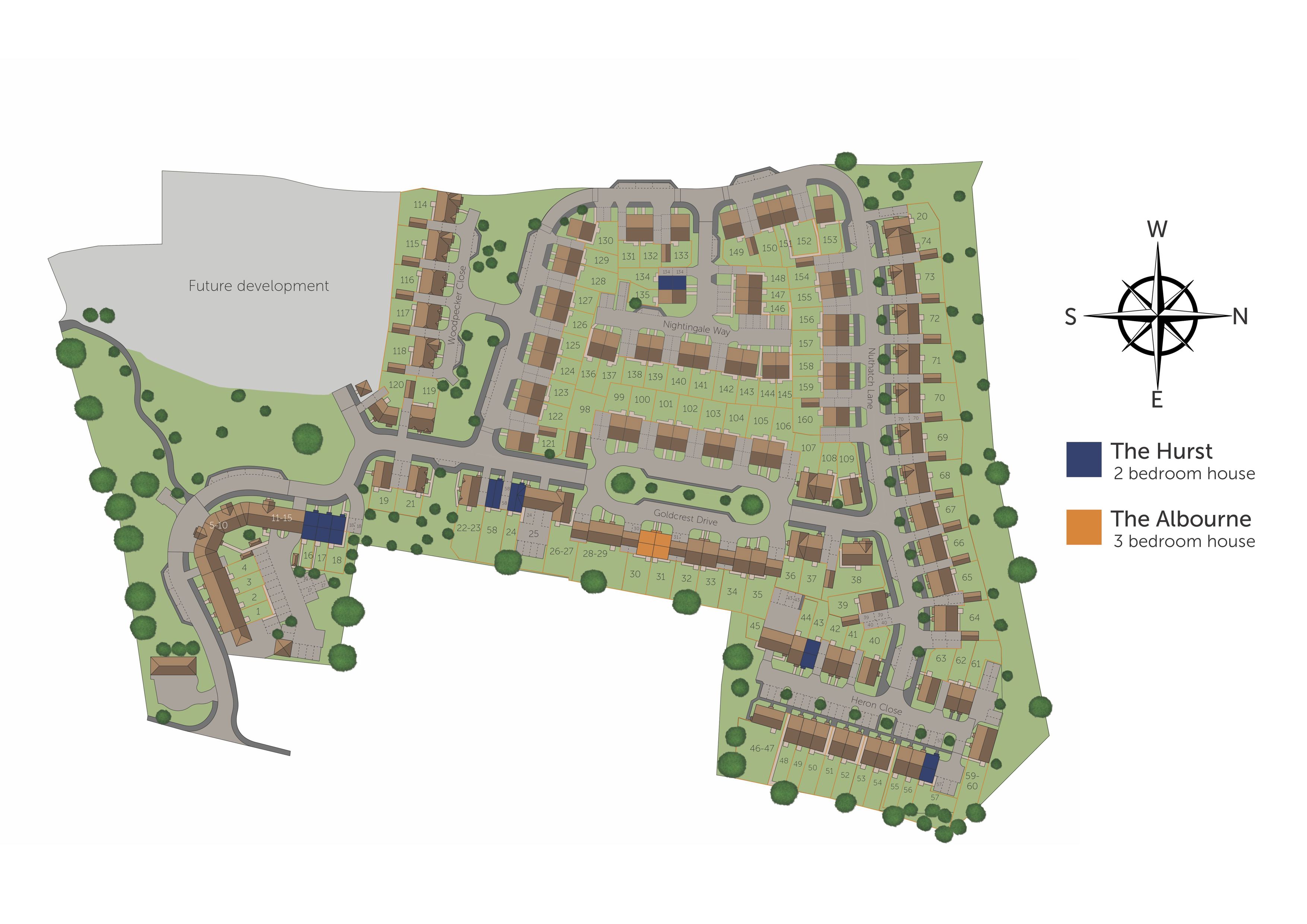 Development map showing plot locations