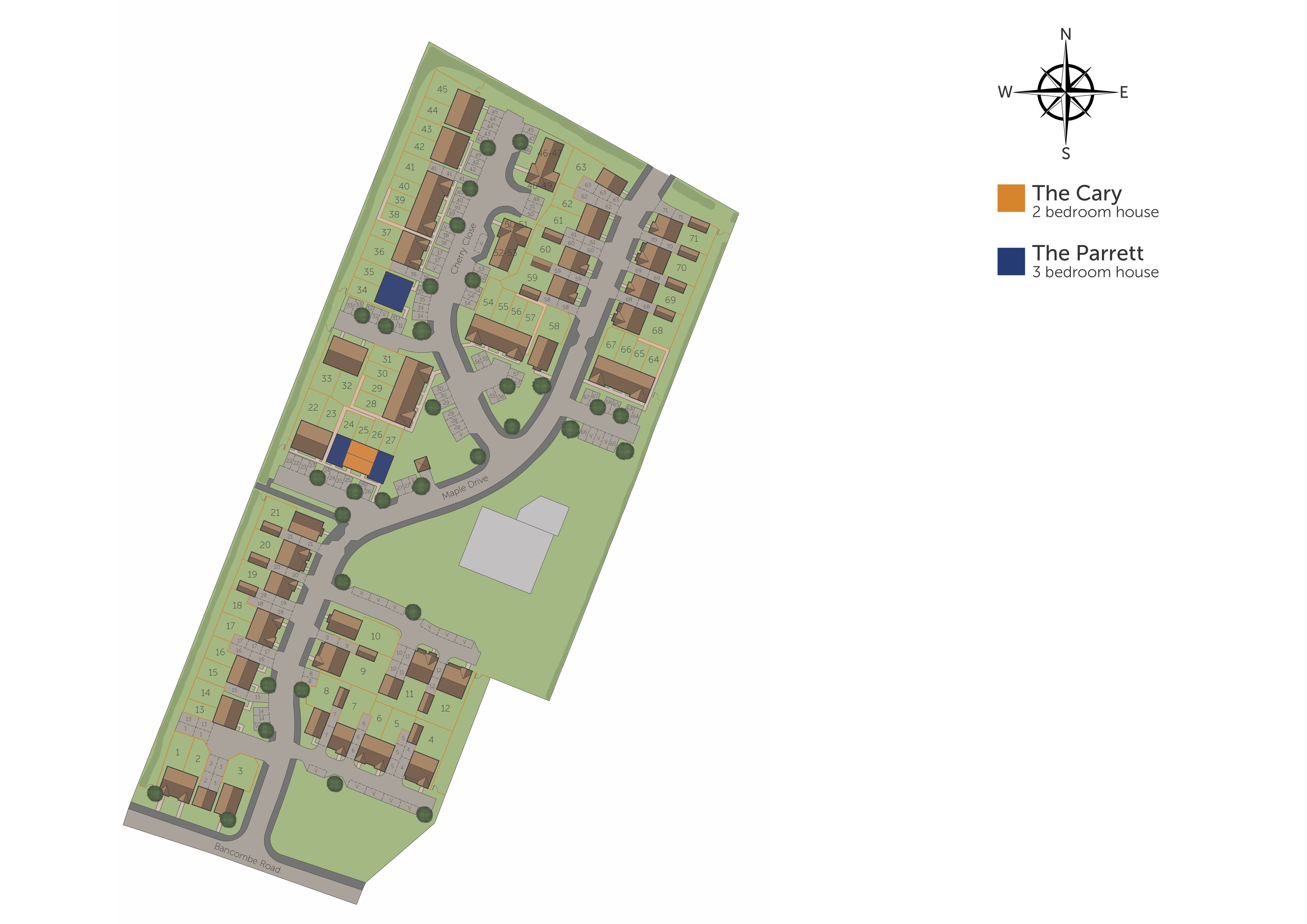 Development map showing plot locations