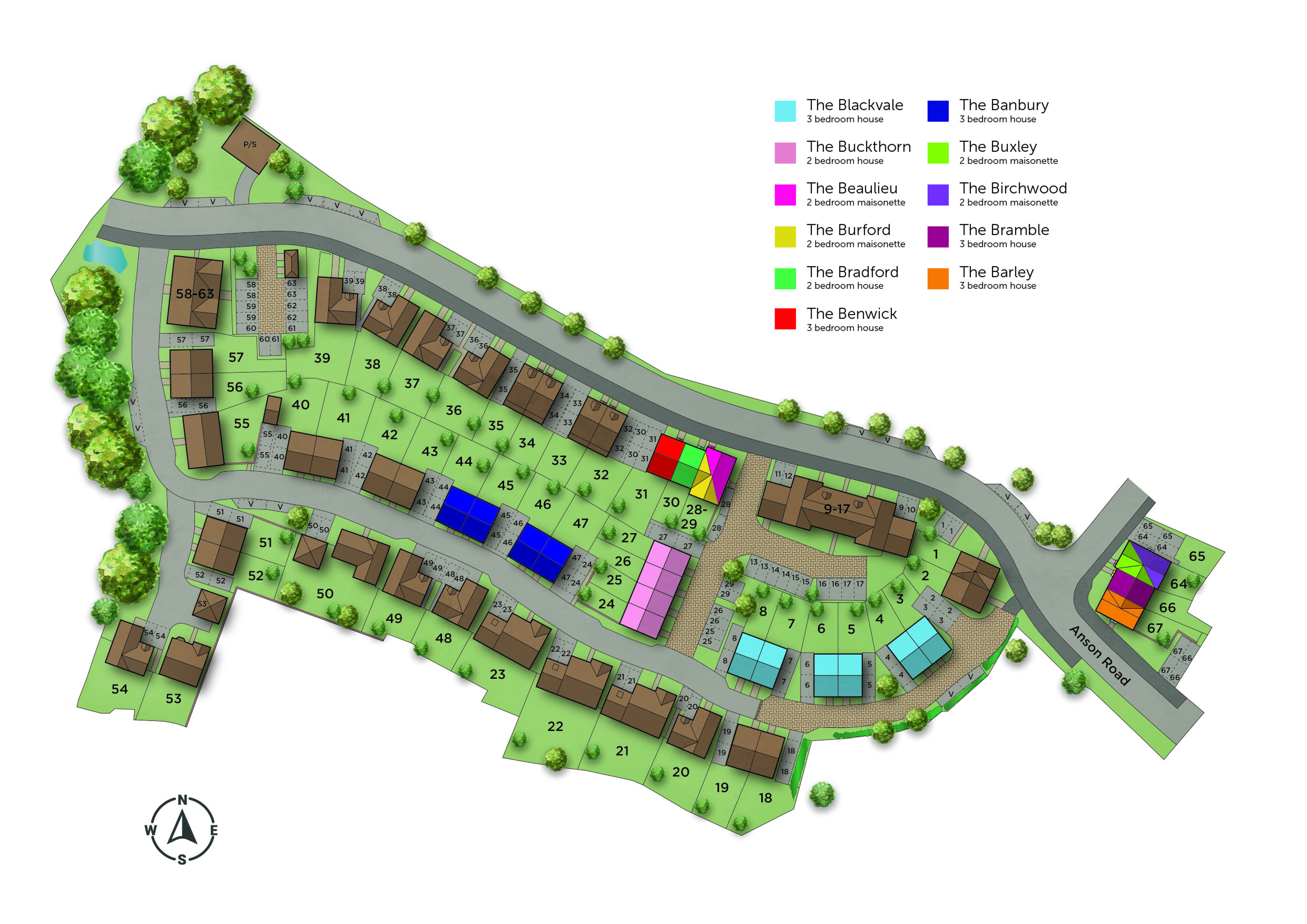 Development map showing plot locations
