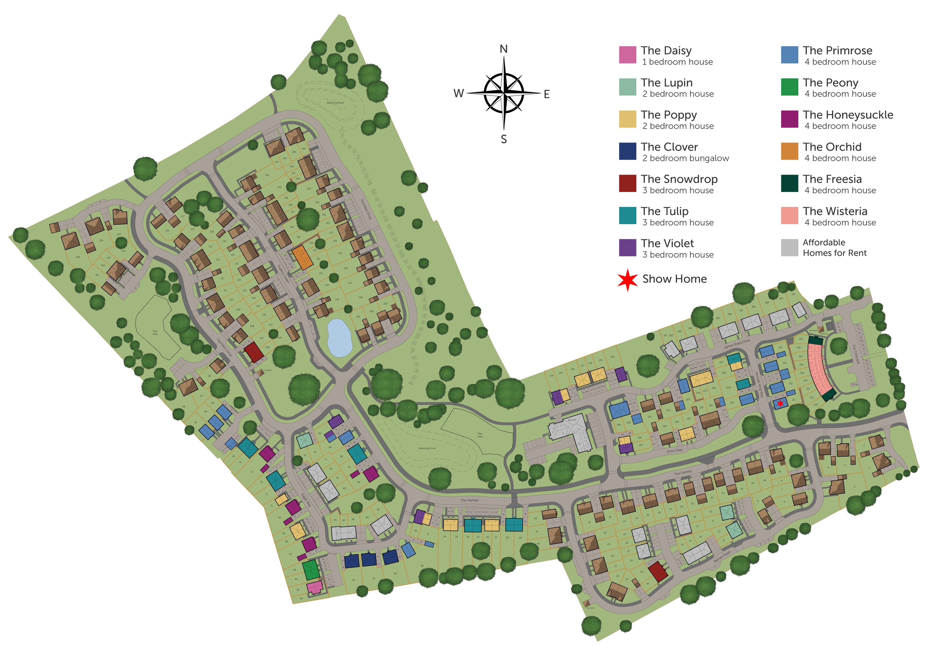 Development map showing plot locations