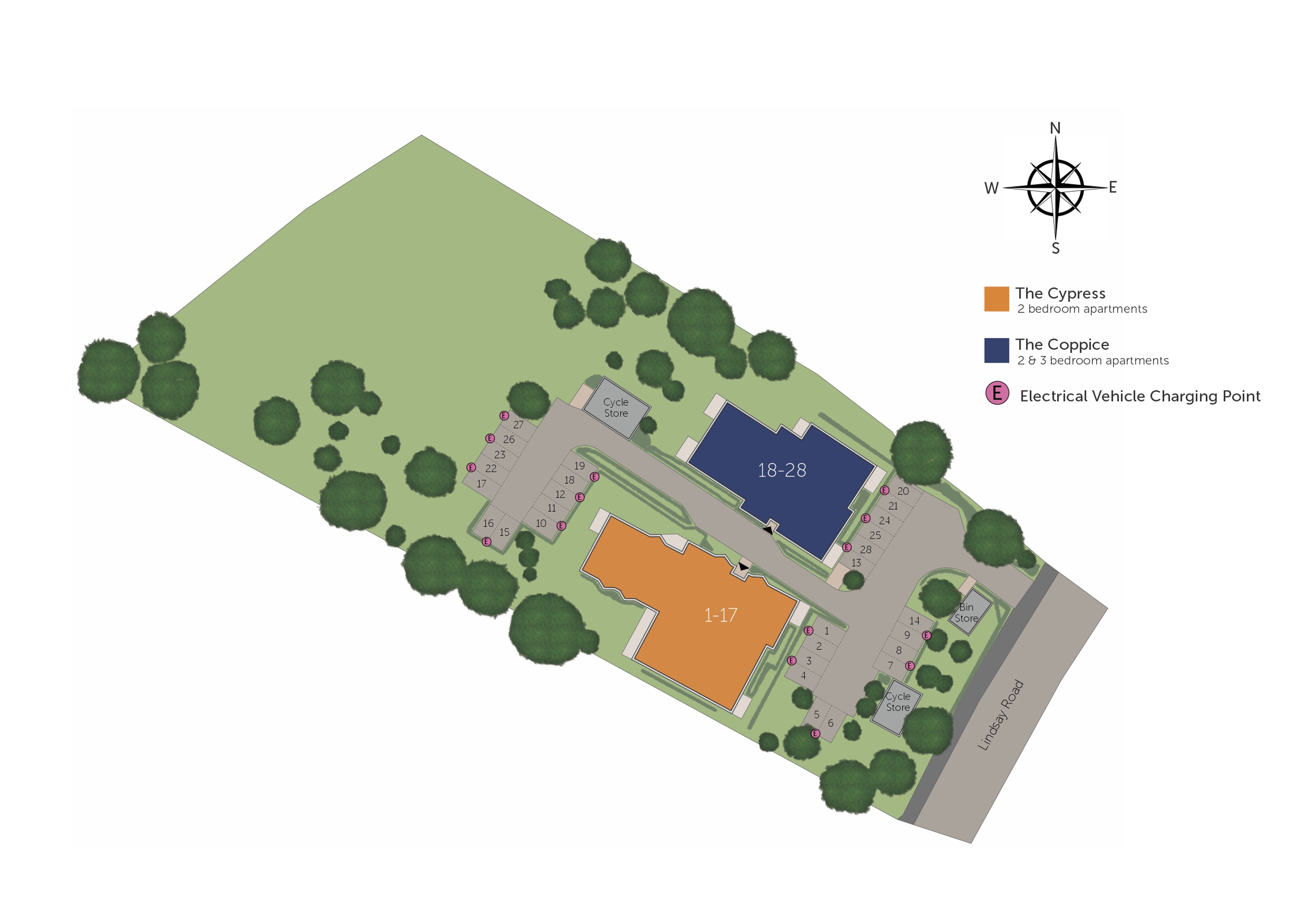 Development map showing plot locations