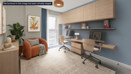 Modern home office with built-in desk and shelving at Brickmark Place, Bracknell