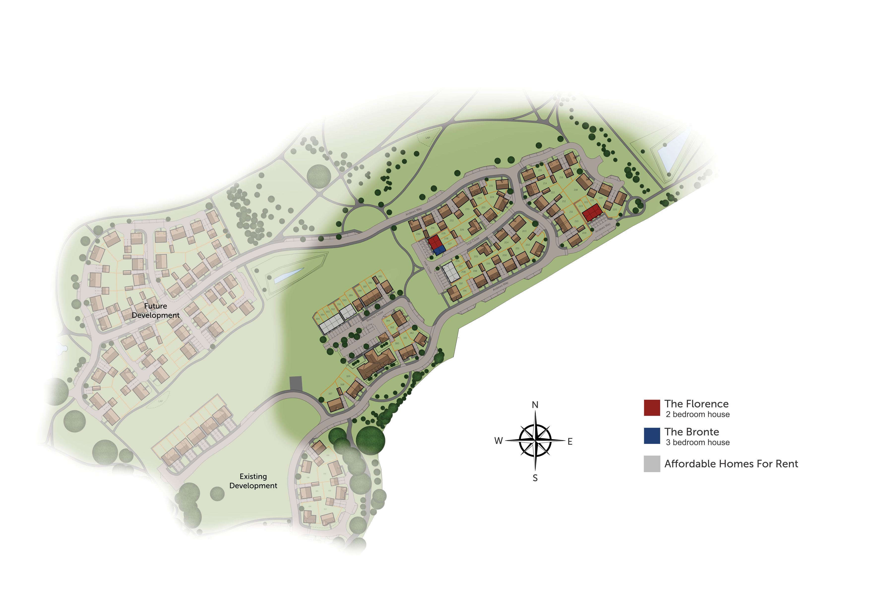Development map showing plot locations