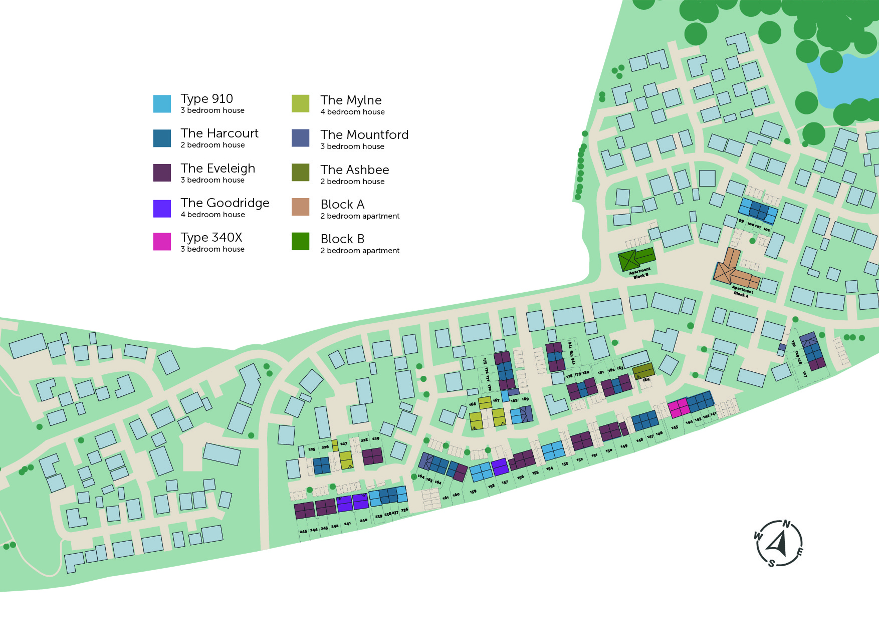 Development map showing plot locations