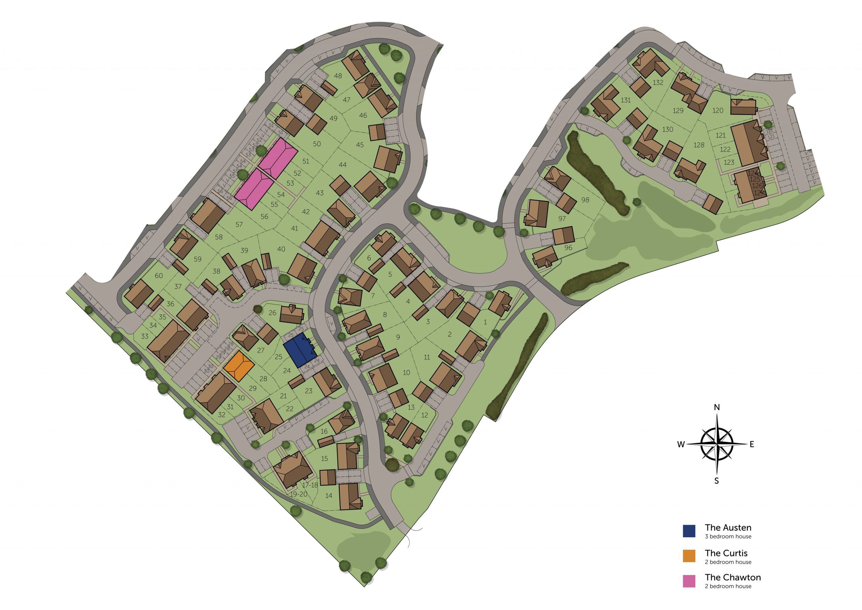 Development map showing plot locations