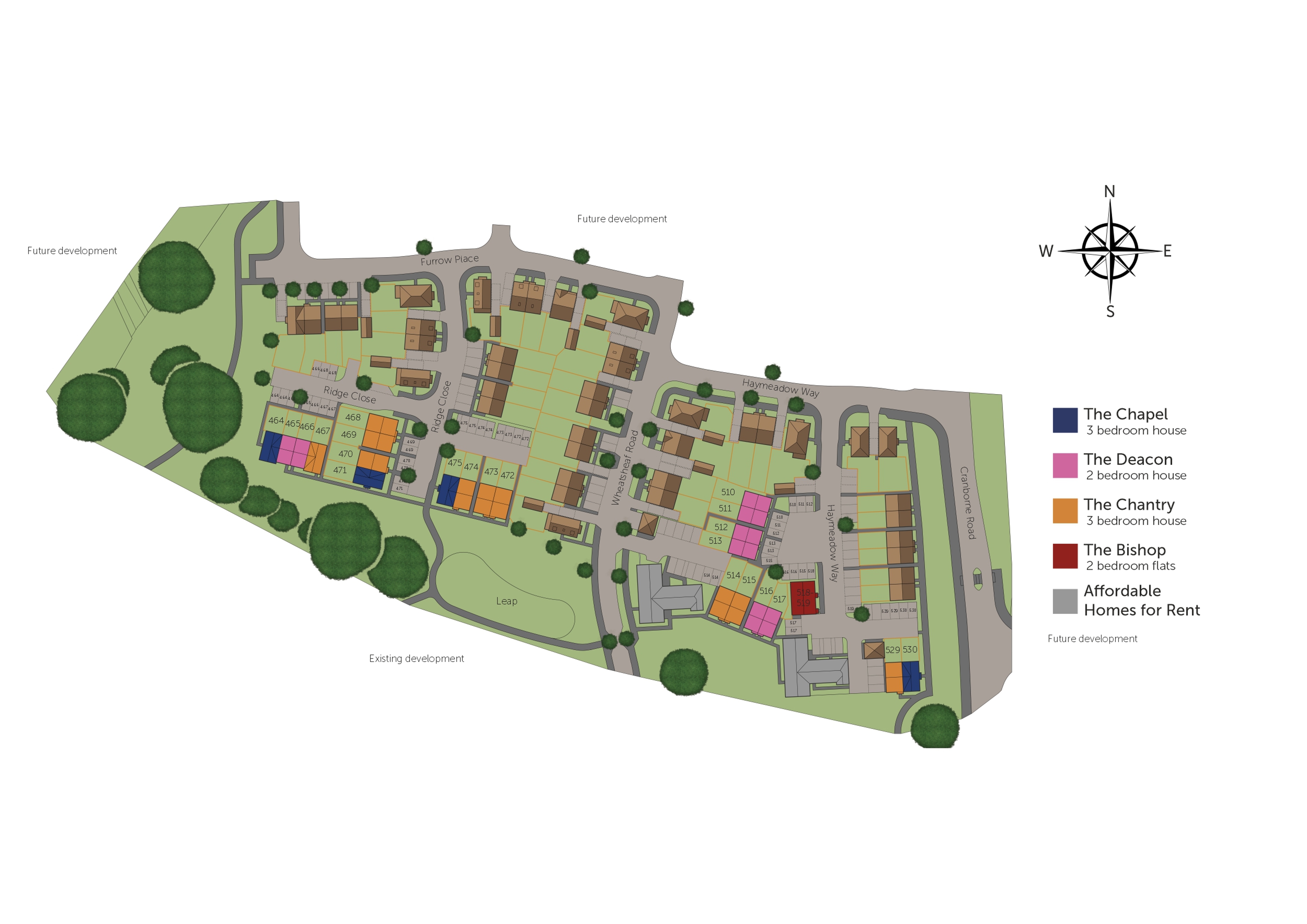 Development map showing plot locations