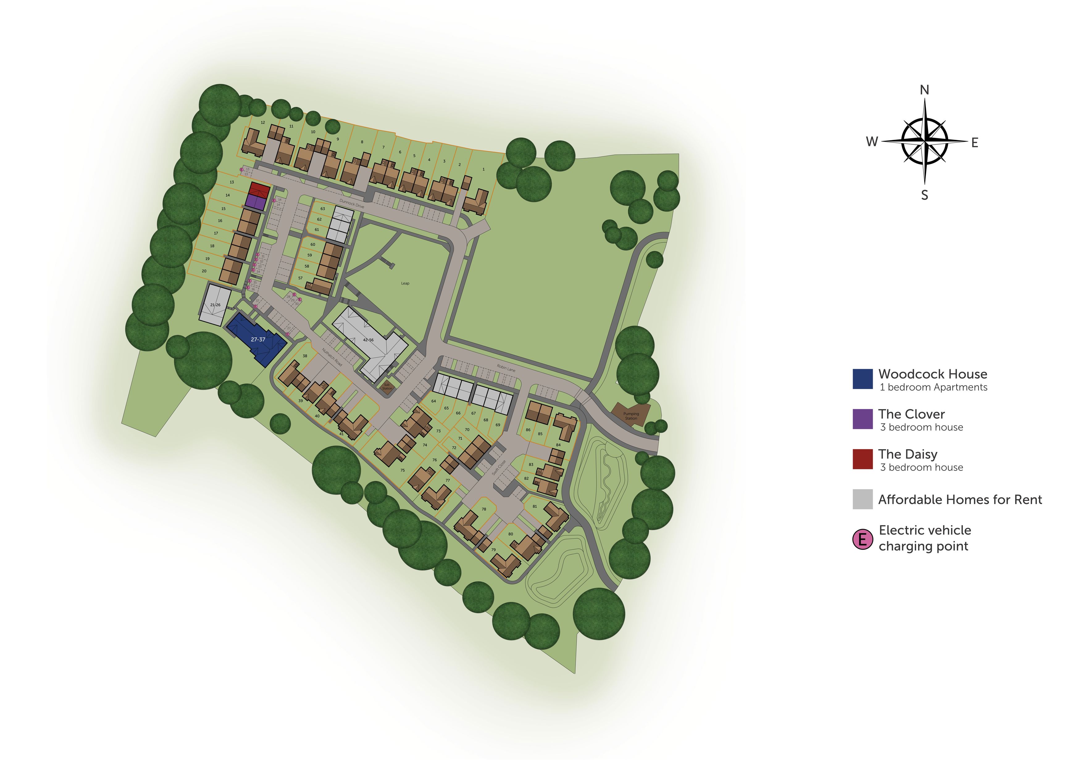 Development map showing plot locations