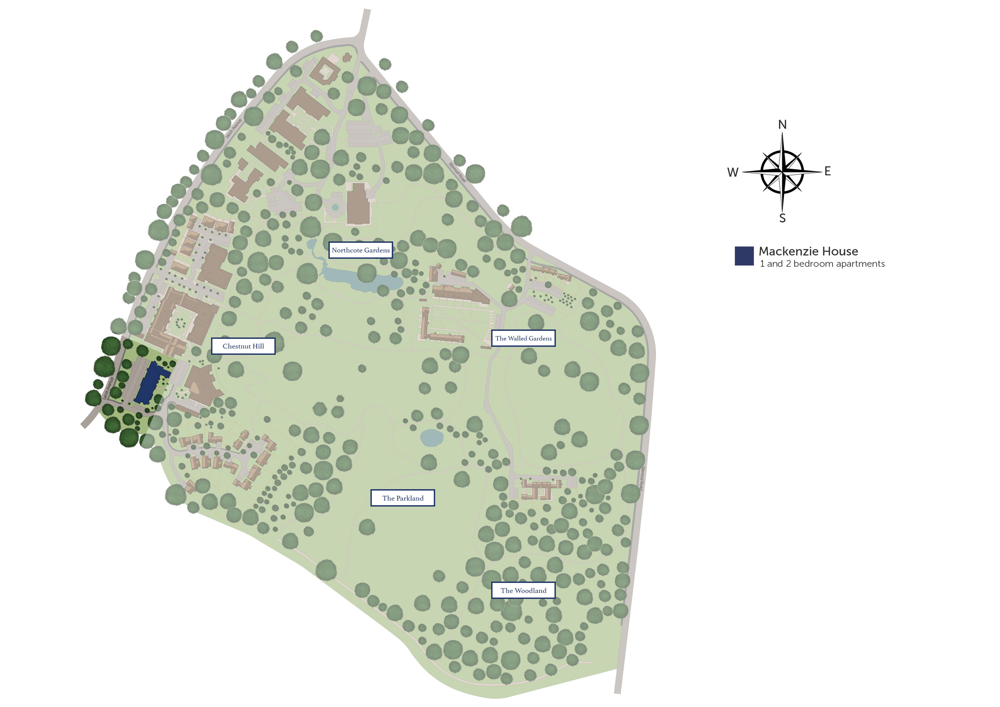 Development map showing plot locations