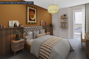 Contemporary children's bedroom with fitted wardrobes at Brickmark Place, Bracknell