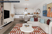 Modern open-plan living and dining room at Brickmark Place, Bracknell